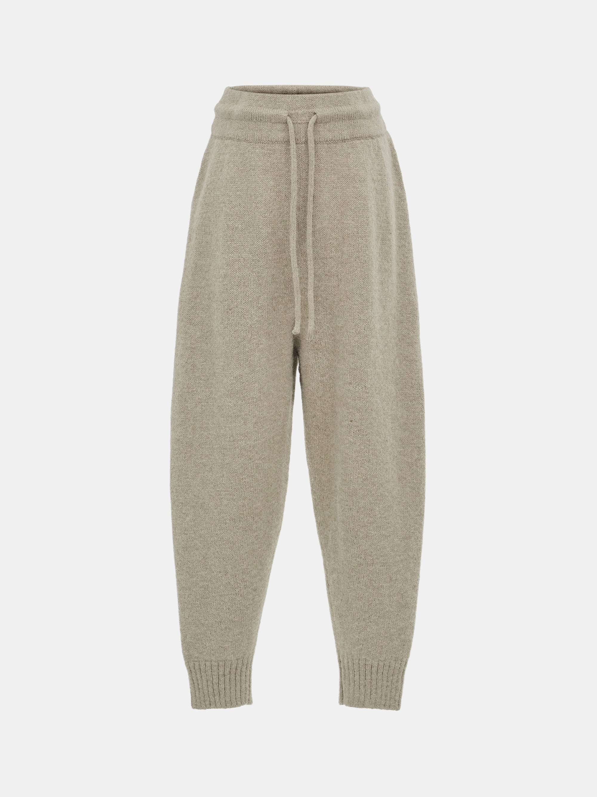 Relaxed Wool-Blend Lounge Knit Pants, Beige