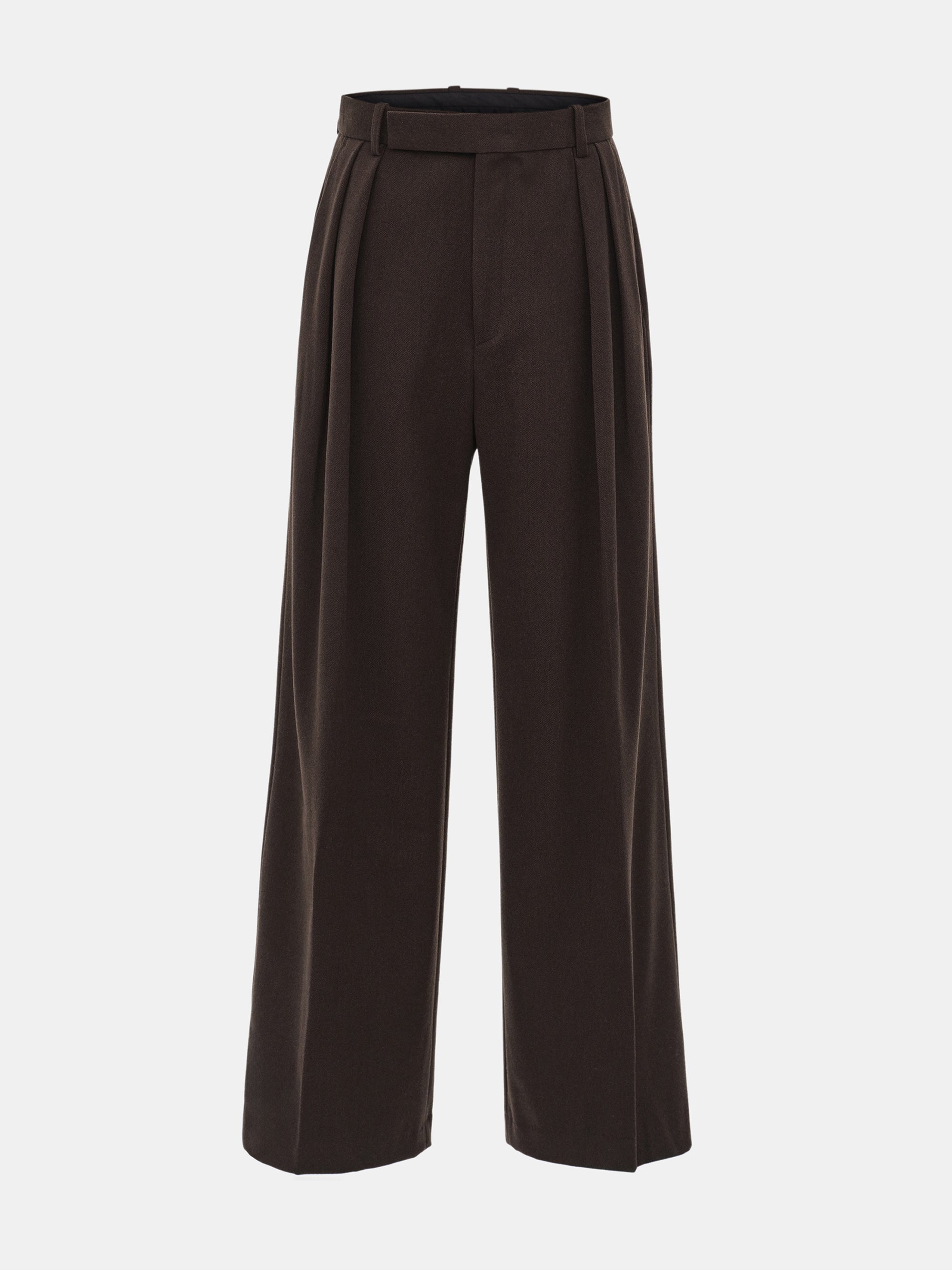Double Pleated Trousers, Brown