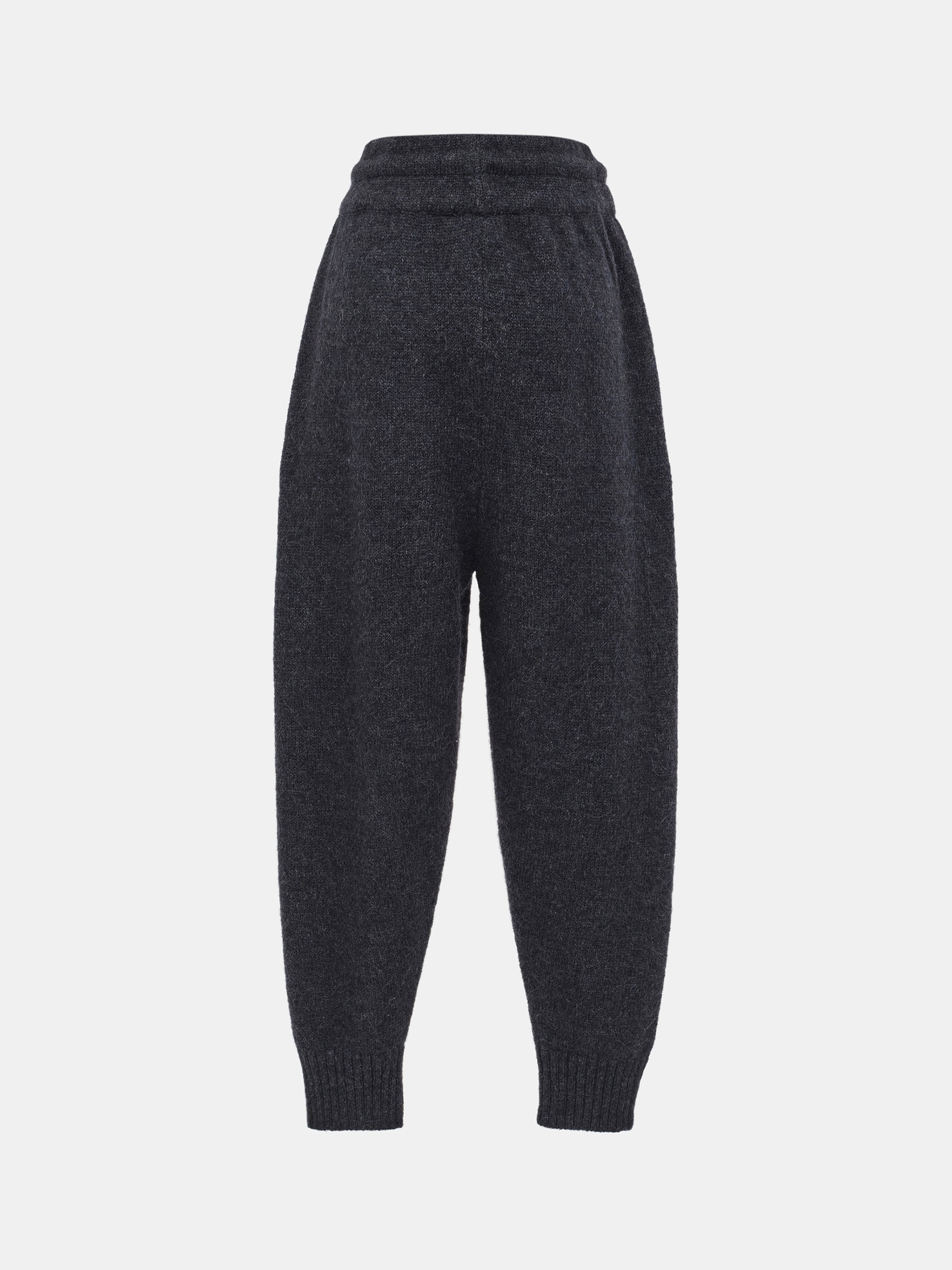 Relaxed Wool-Blend Lounge Knit Pants, Charcoal