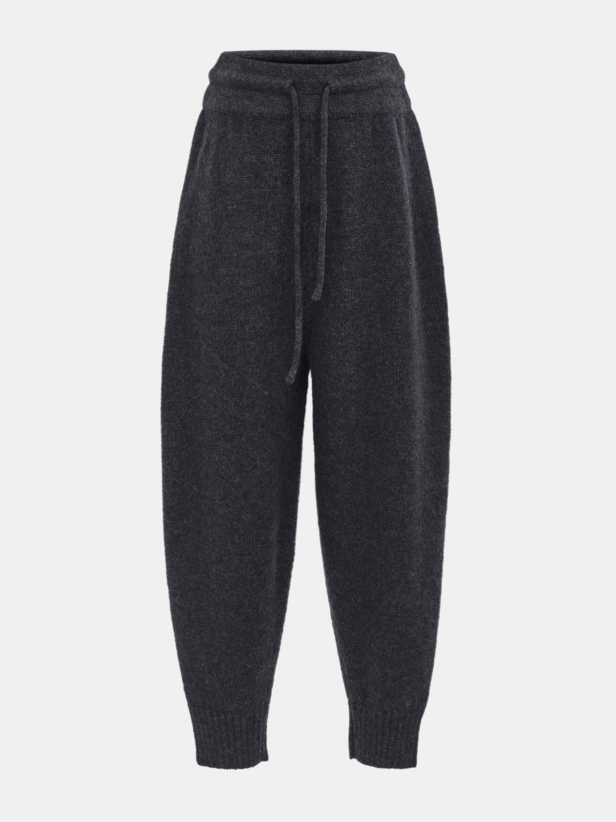 Relaxed Wool-Blend Lounge Knit Pants, Charcoal