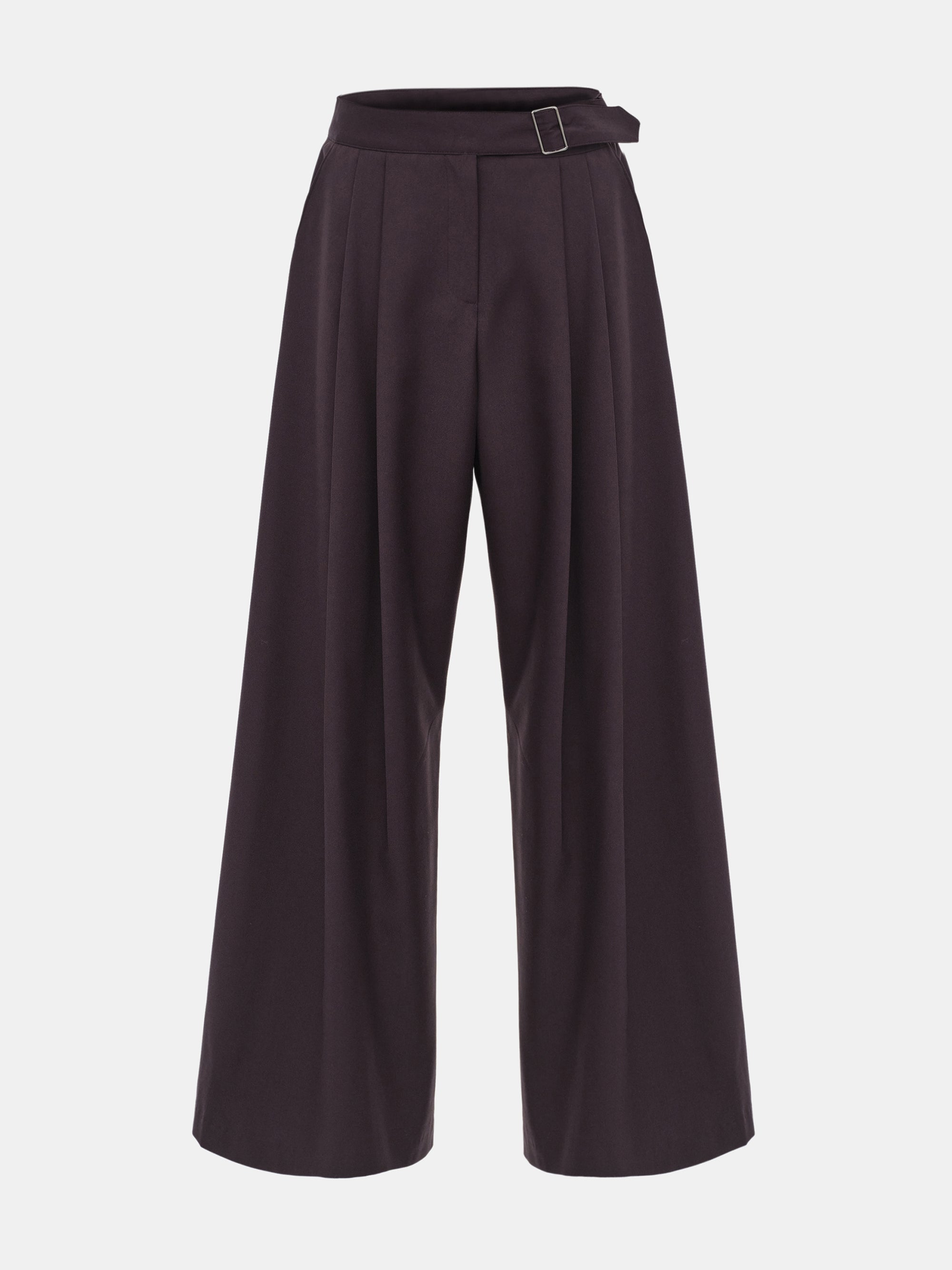 Pleated Belted Trousers, Wine