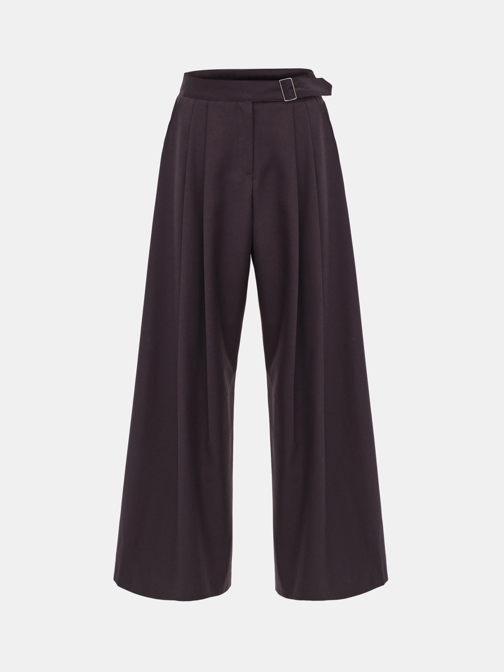 Pleated Belted Trousers, Wine