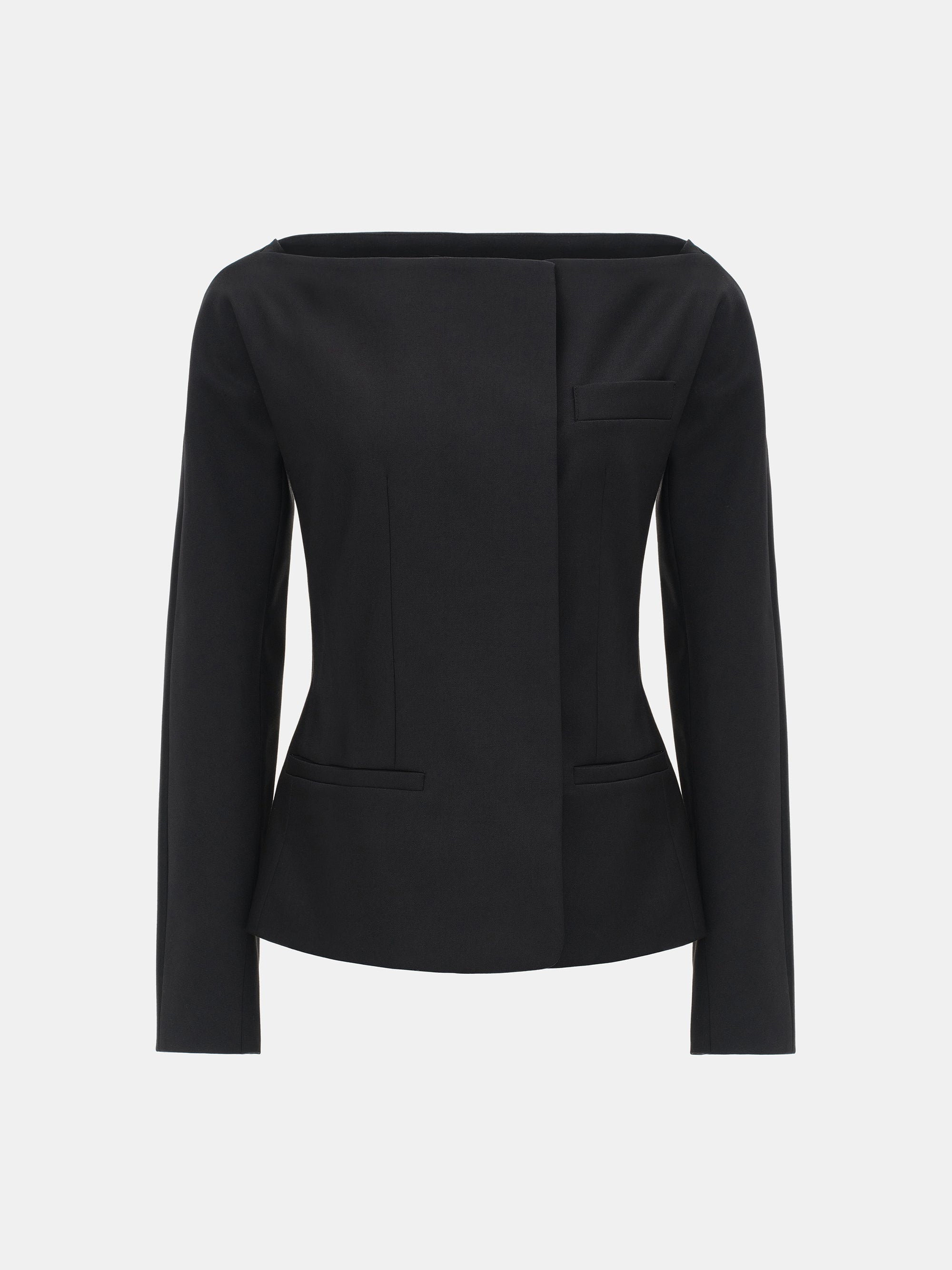 Open Neck Blazer, Black