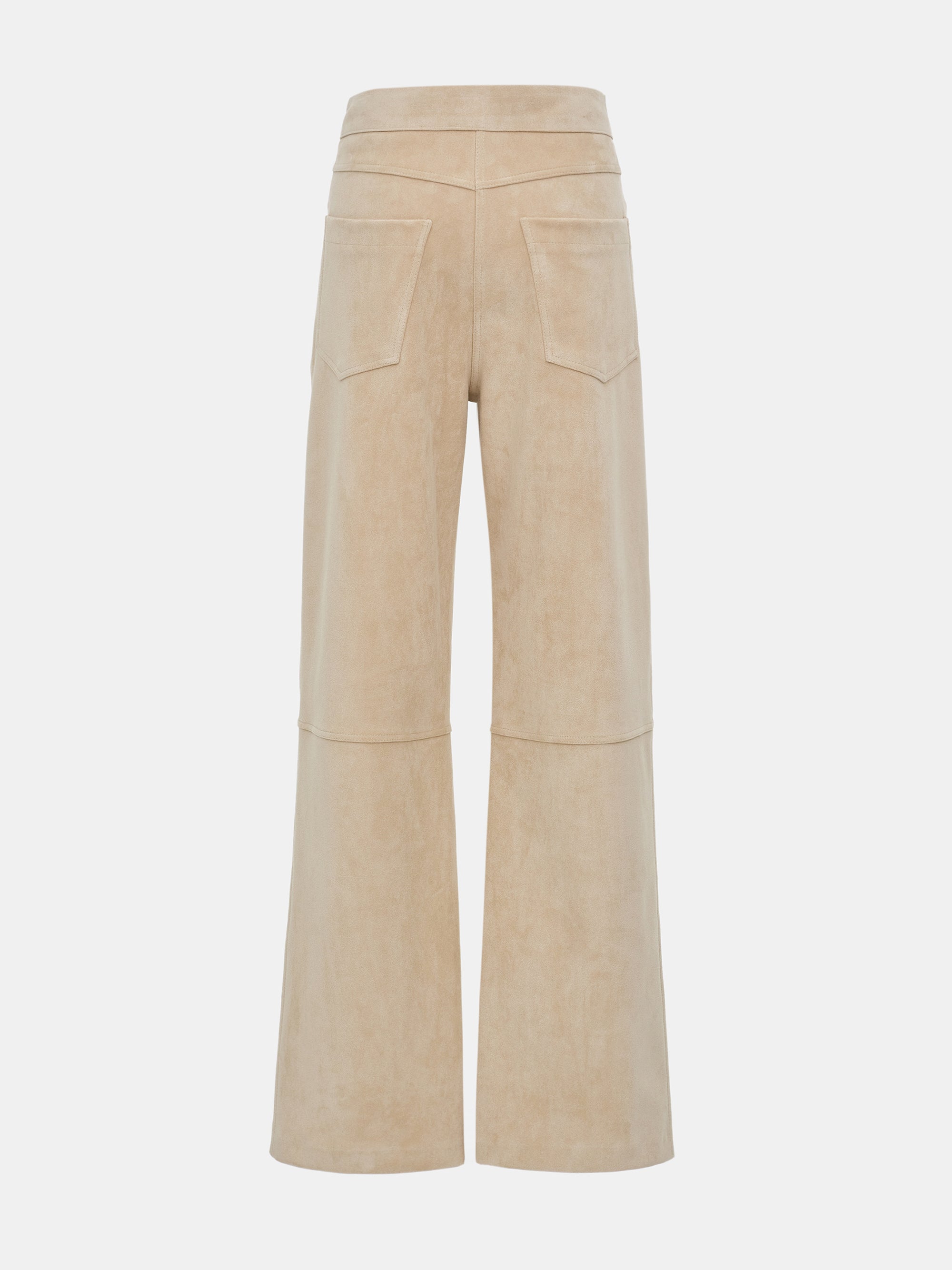 Faux Suede Paneled Trousers, Nude