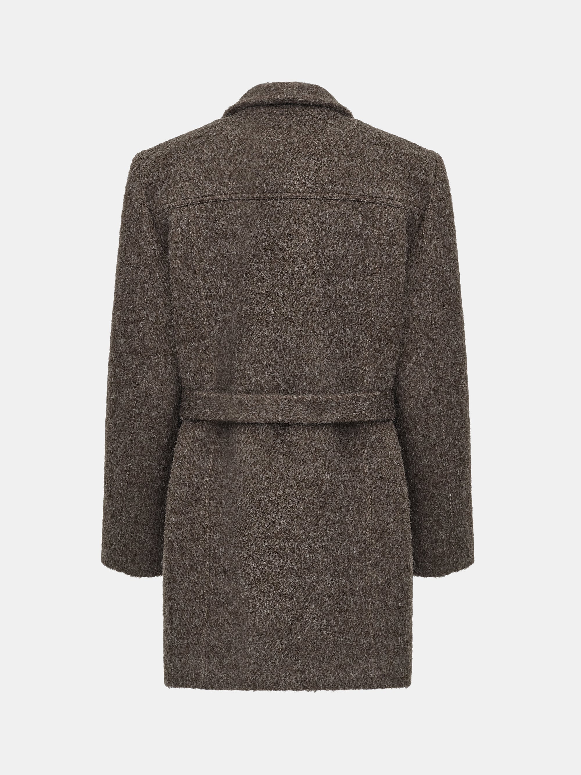 Belted Brushed Coat, Brown