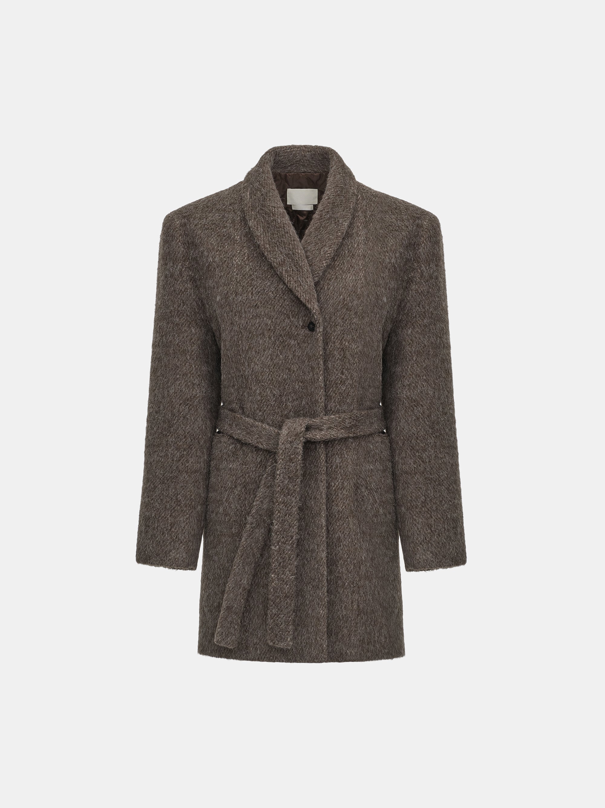 Belted Brushed Coat, Brown