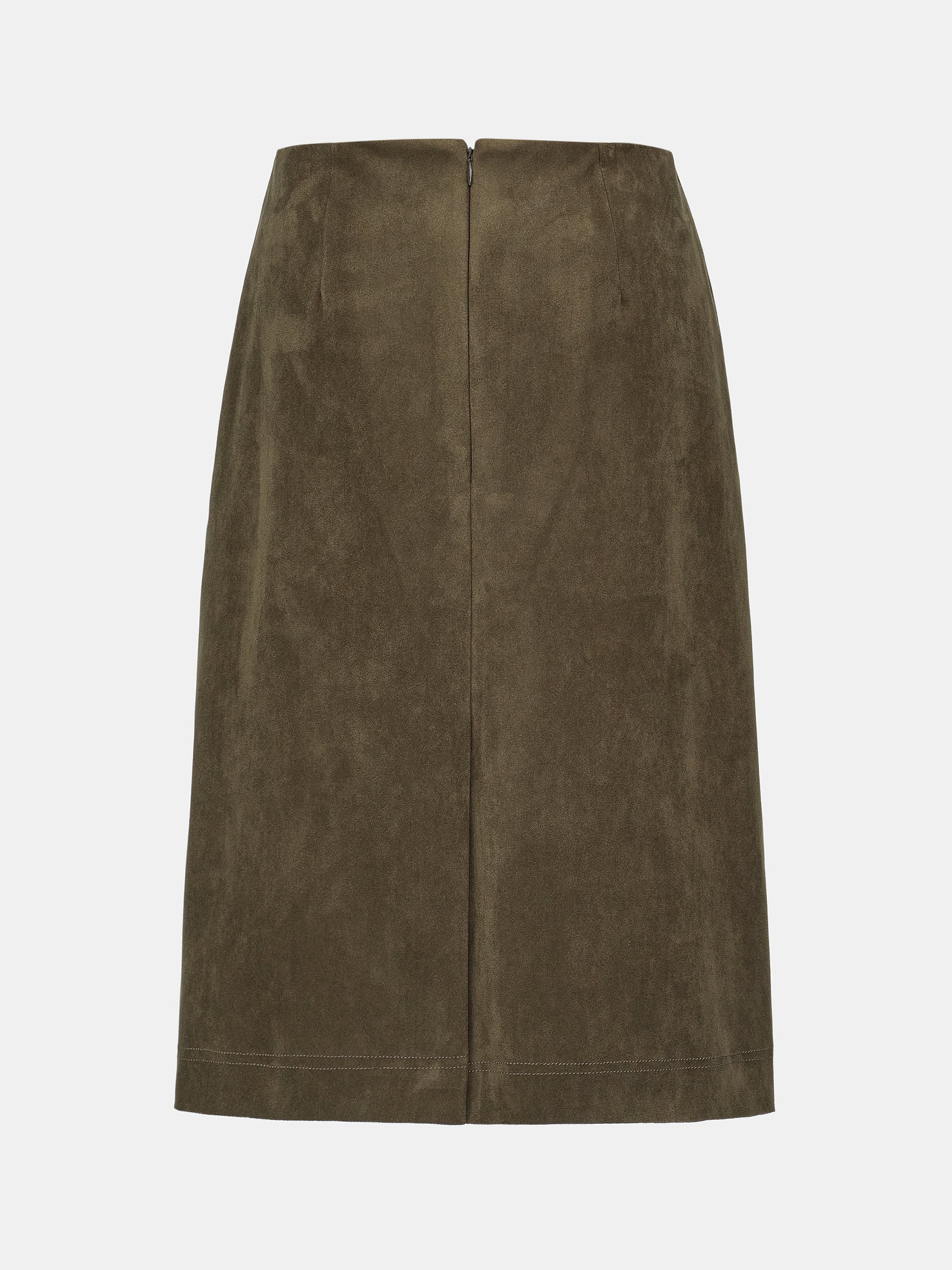 Faux Suede Midi Skirt, Brown