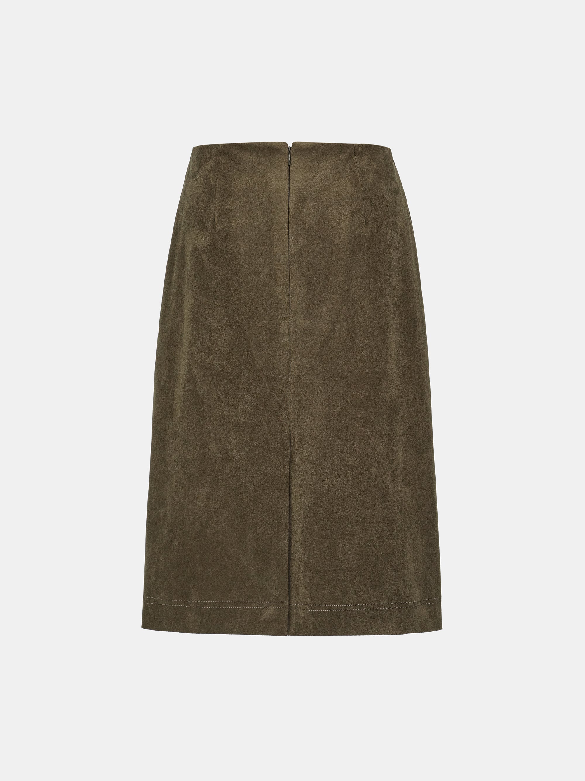 Faux Suede Midi Skirt, Brown