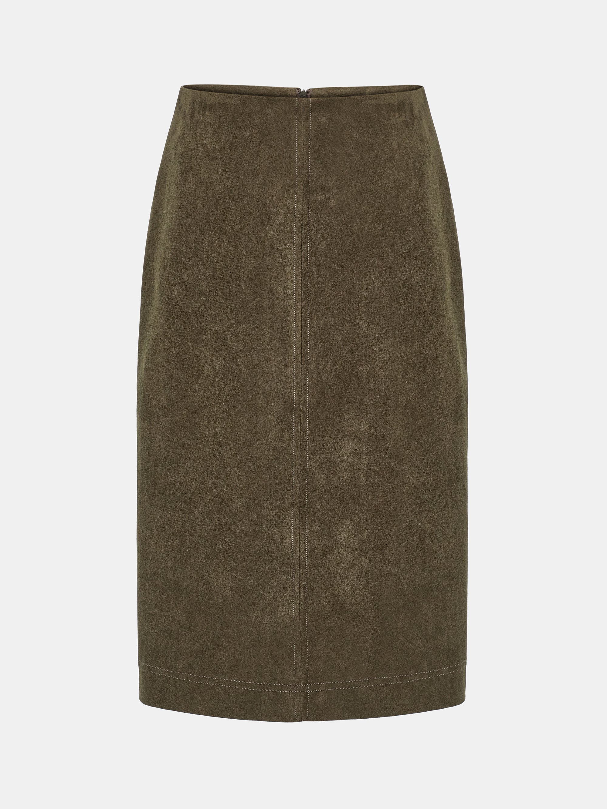 Faux Suede Midi Skirt, Brown