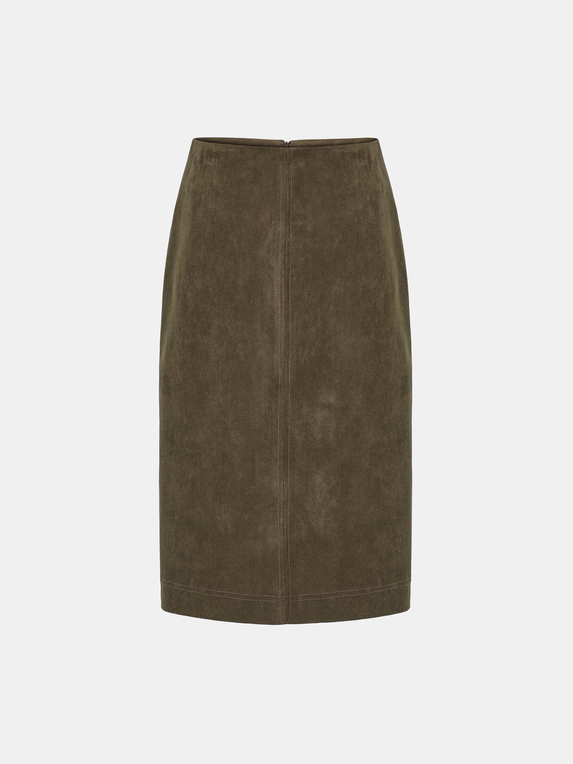 Faux Suede Midi Skirt, Brown
