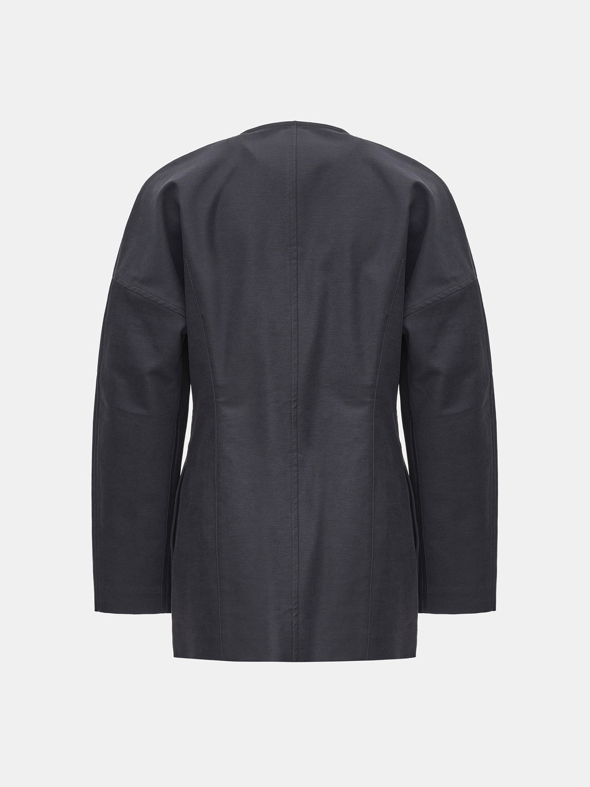 Della Collarless Cinched Jacket, Charcoal