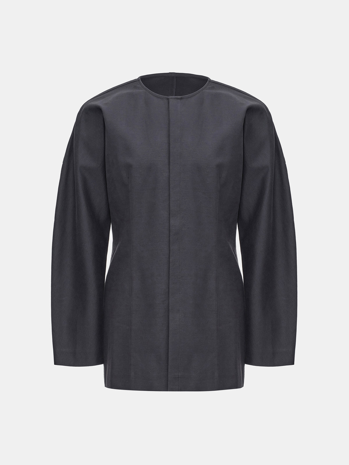 Della Collarless Cinched Jacket, Charcoal