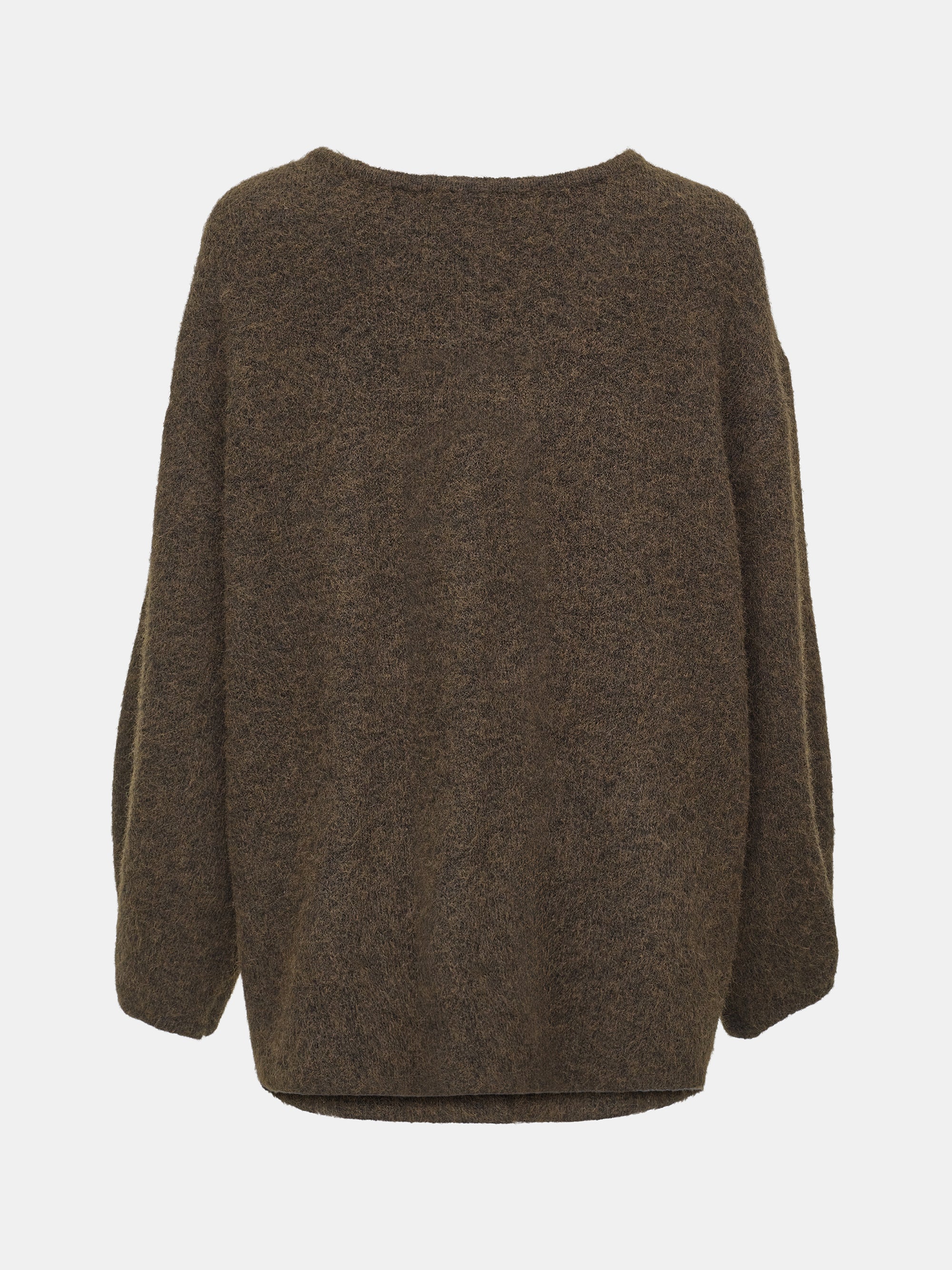 Brushed Knit Cardigan & Skirt Set, Brown