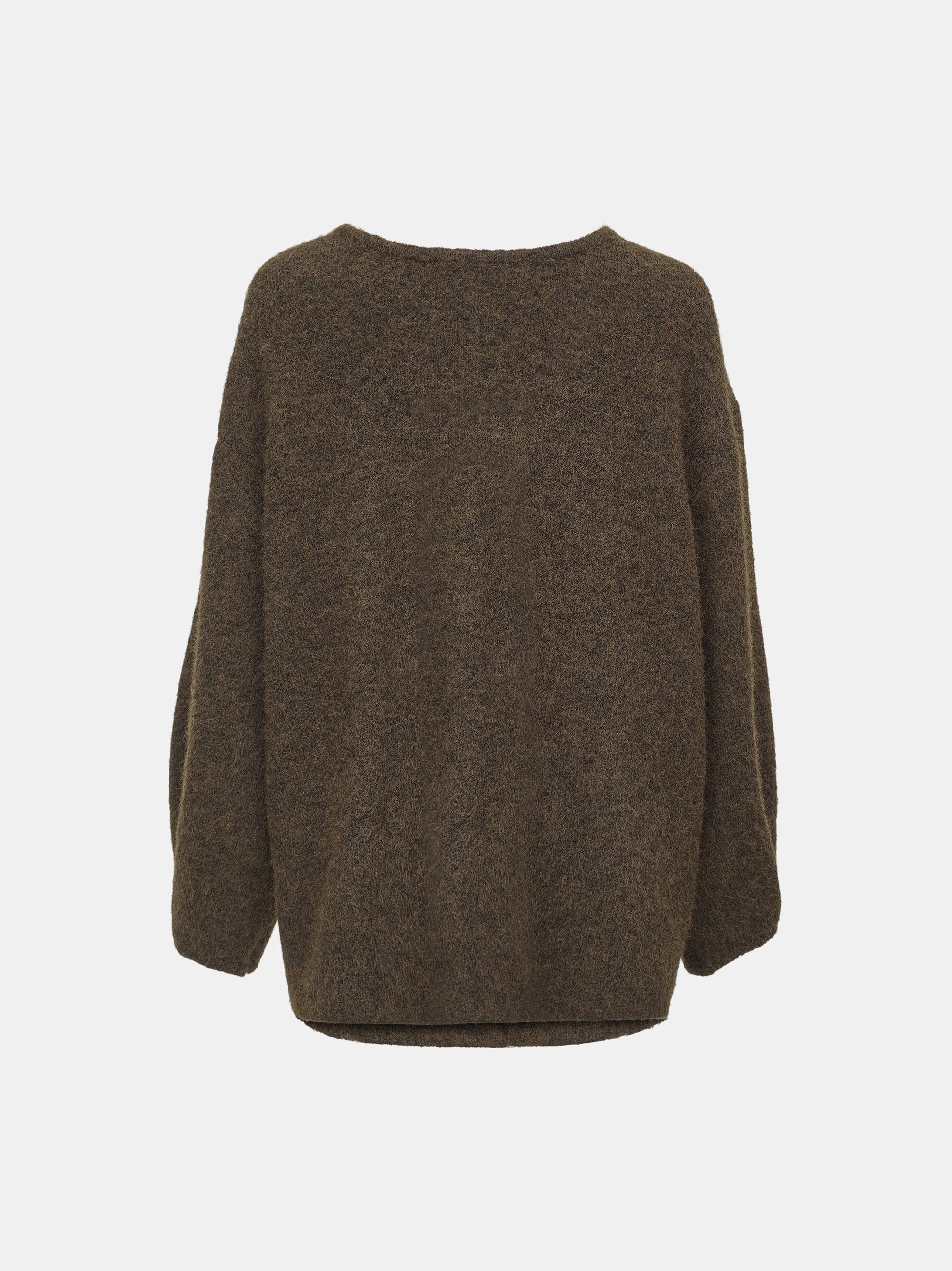 Brushed Knit Cardigan & Skirt Set, Brown