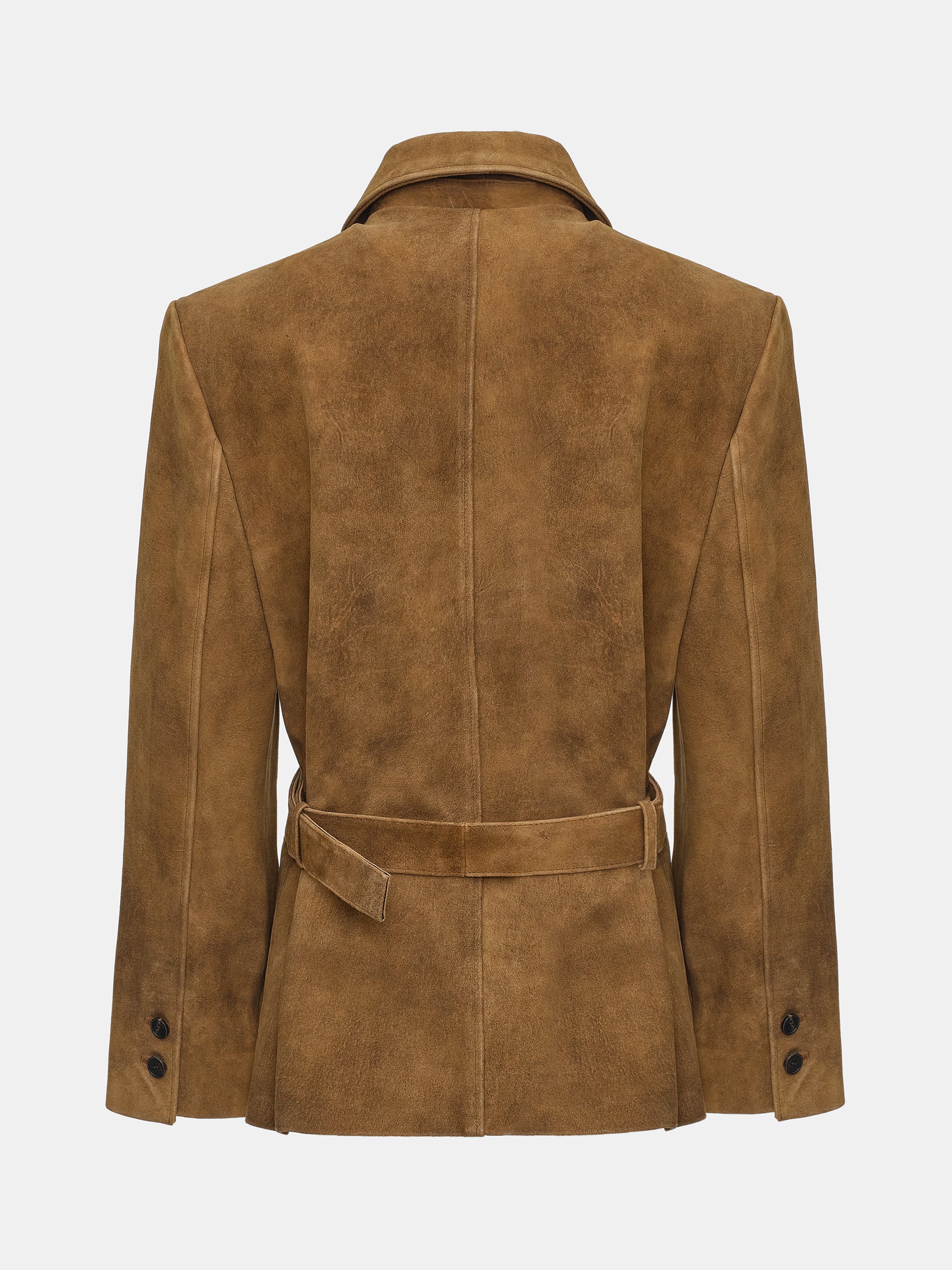 Burnished Suede Short Jacket, Camel