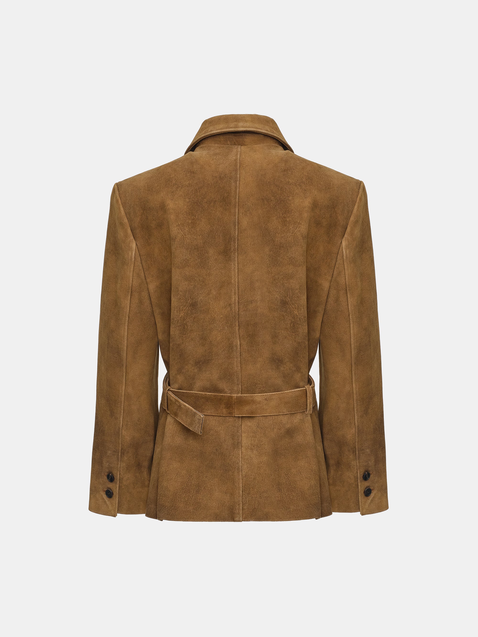 Burnished Suede Short Jacket, Camel