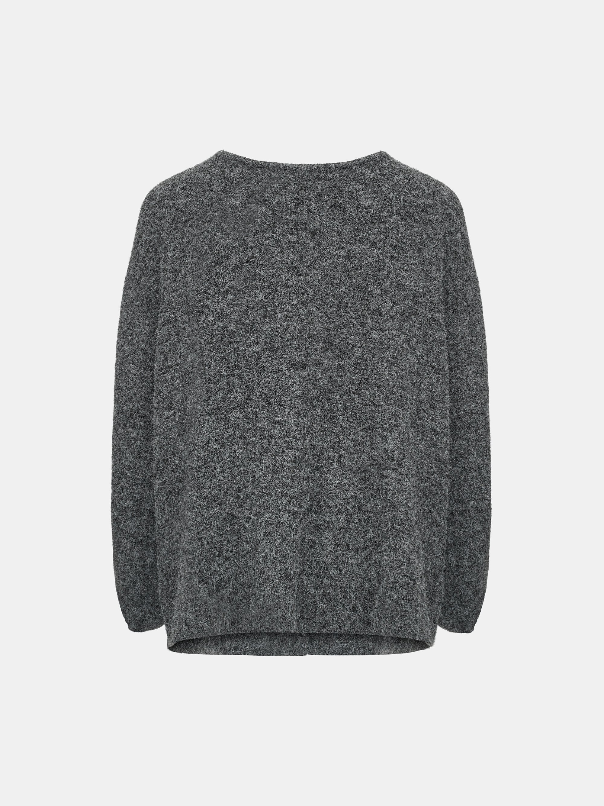Brushed Knit Cardigan & Skirt Set, Charcoal
