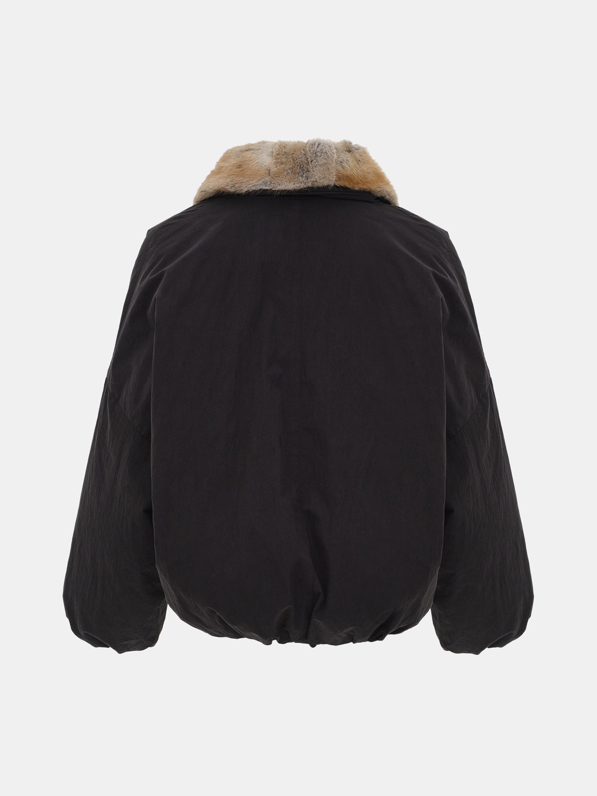 Fur Trim Goose Down Jacket, Black