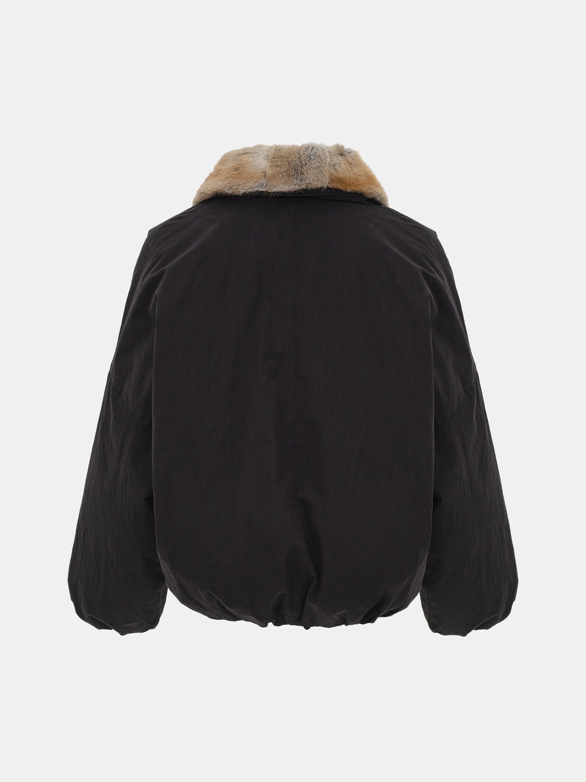 Fur Trim Goose Down Jacket, Black