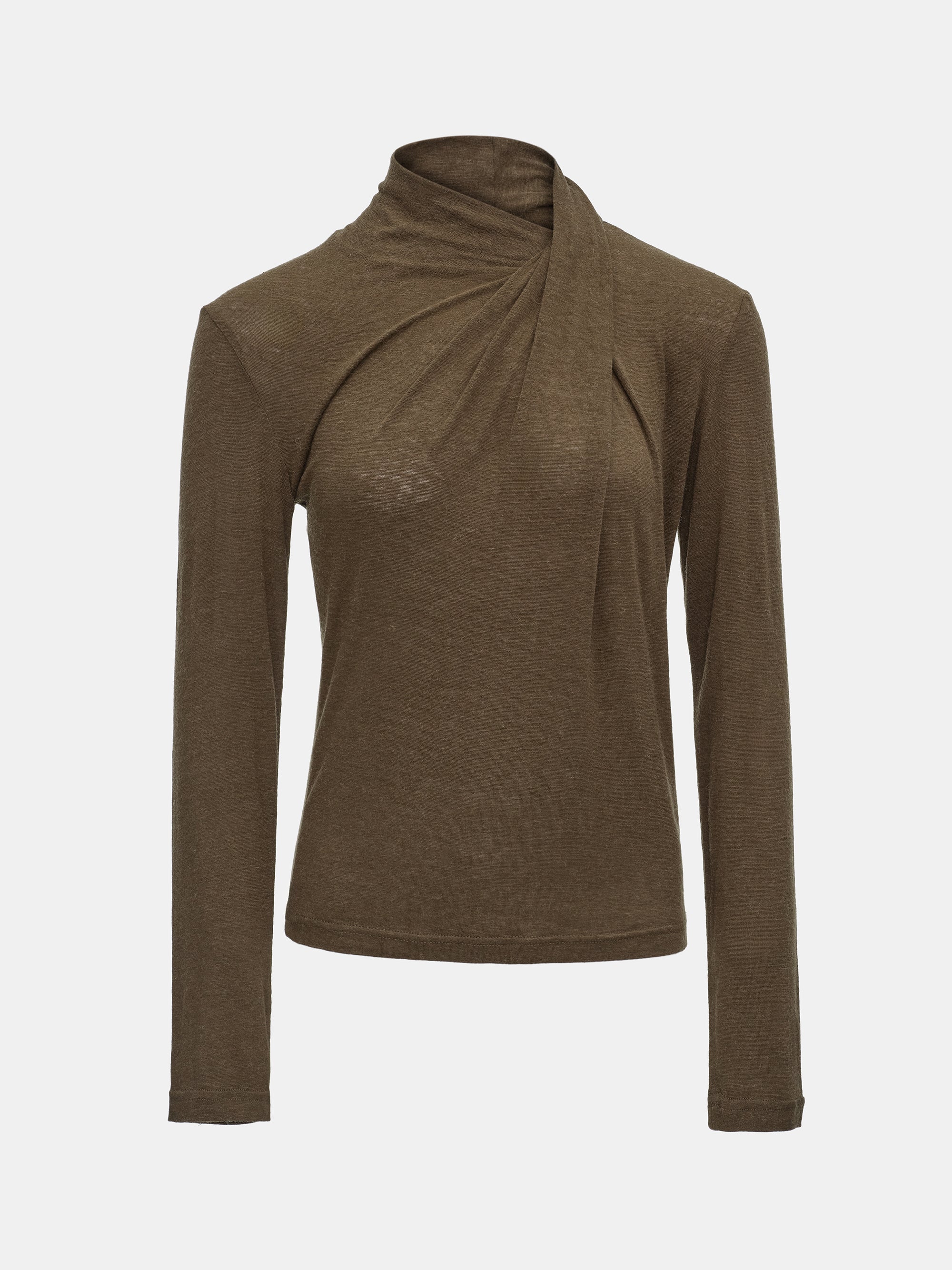 Asymmetrical Twisted Tee, Brown
