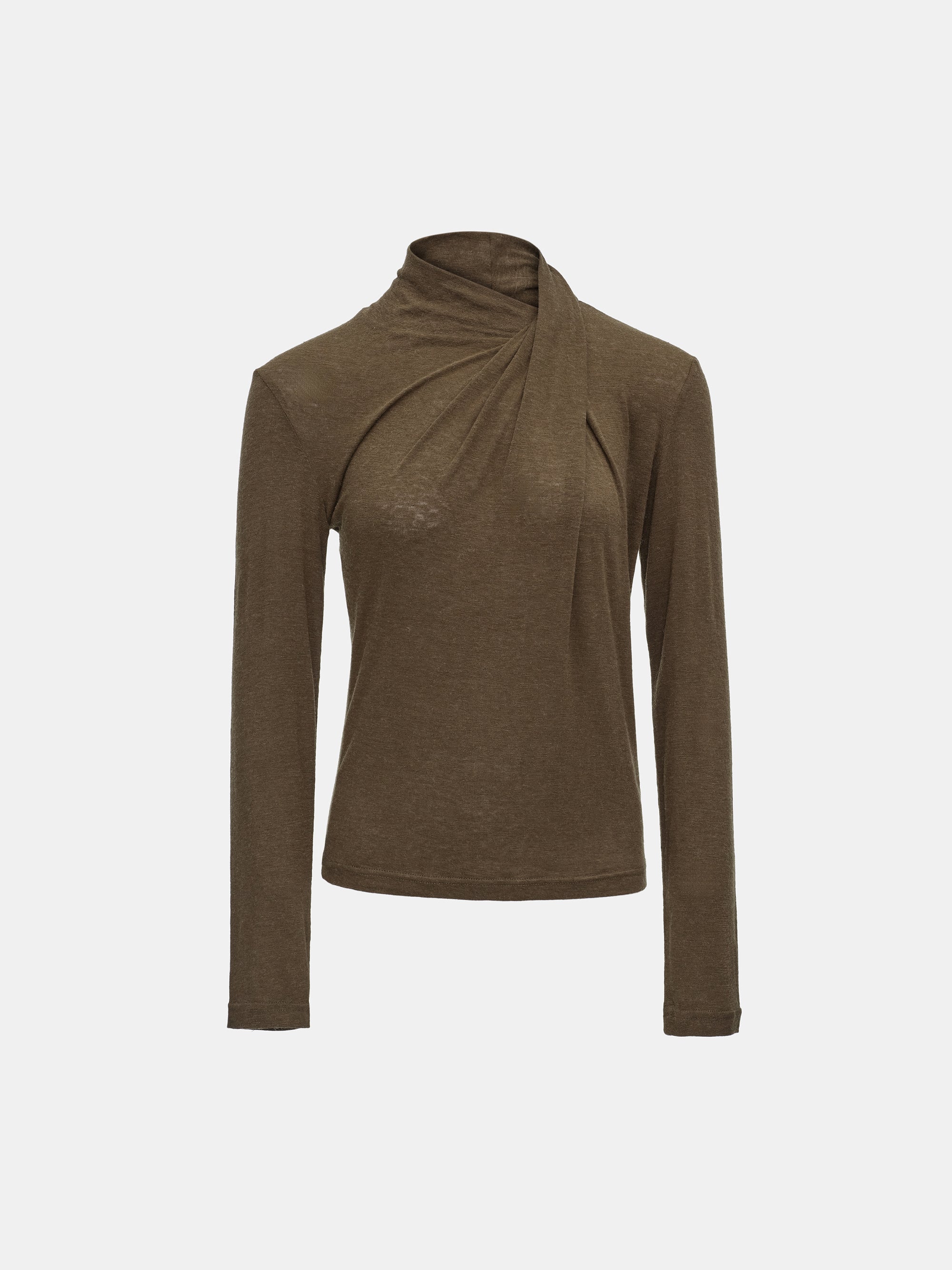 Asymmetrical Twisted Tee, Brown
