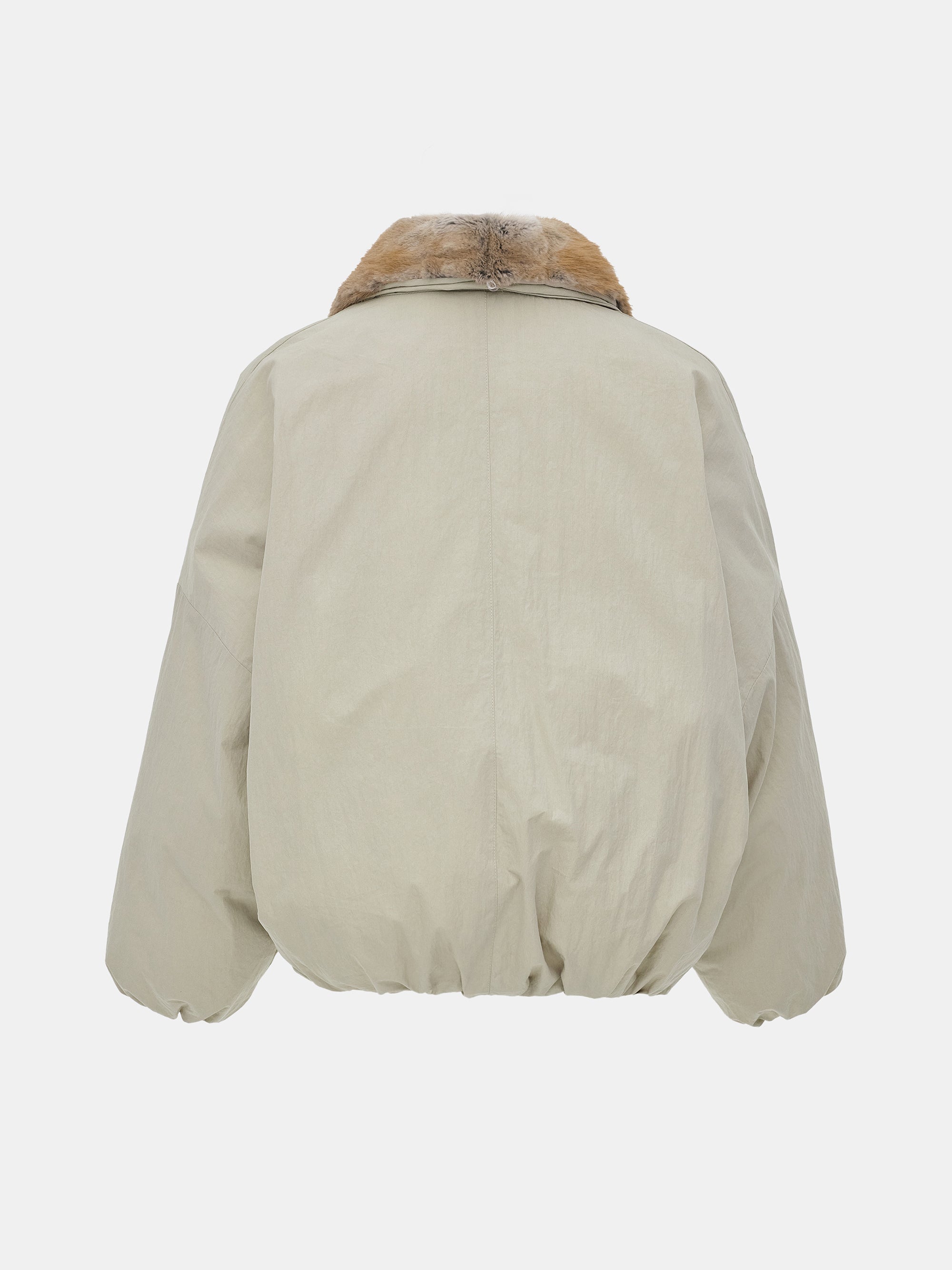 Fur Trim Goose Down Jacket, Beige