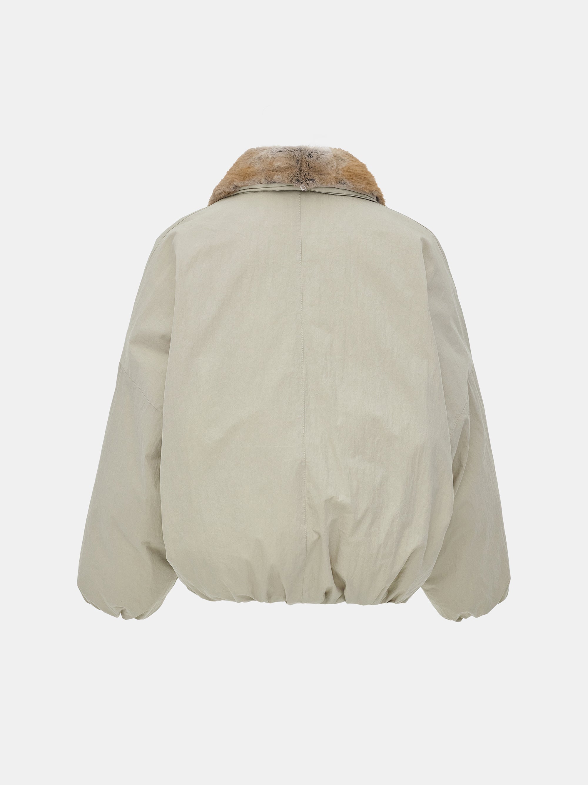 Fur Trim Goose Down Jacket, Beige