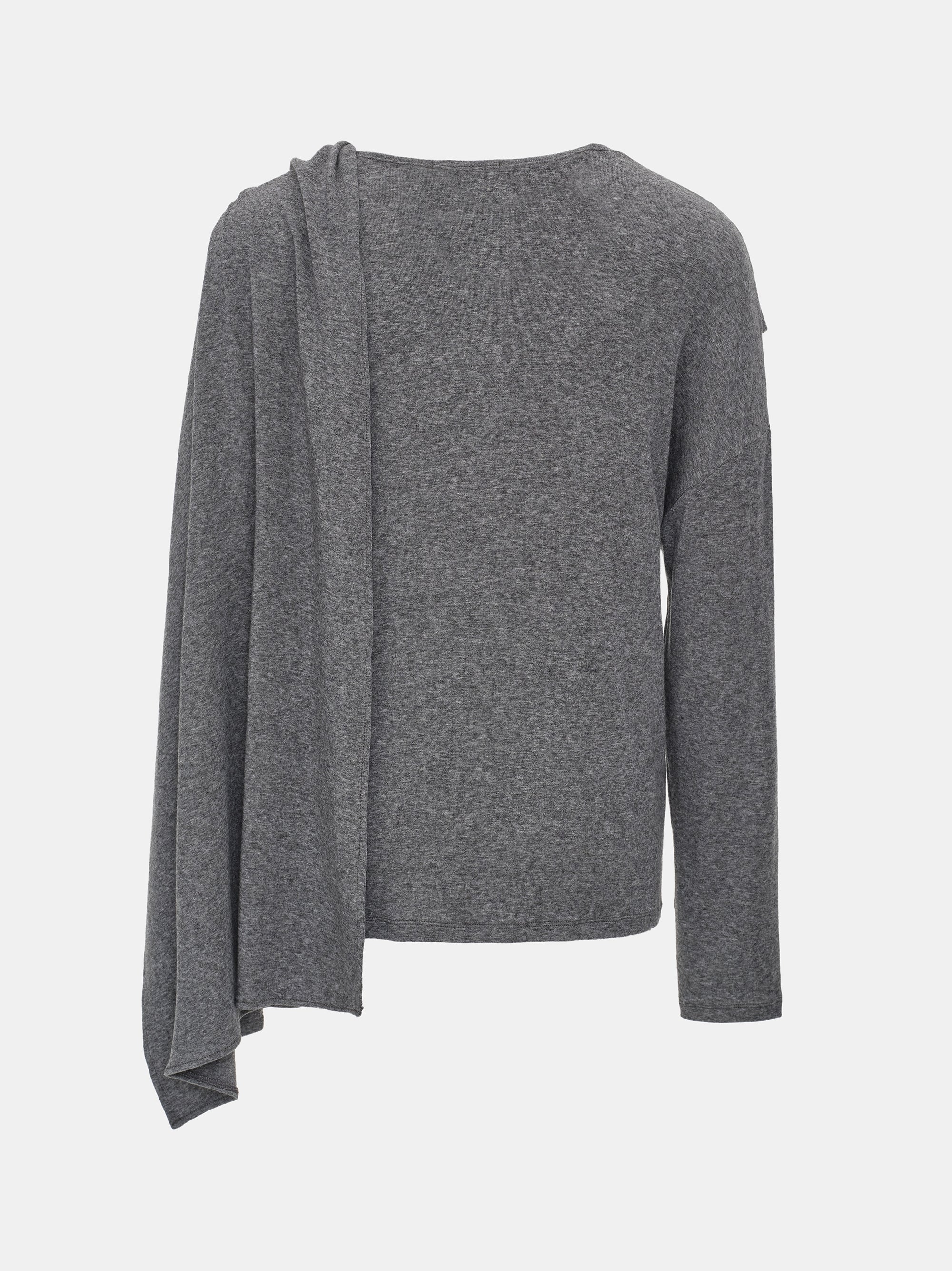 Integrated Scarf T-Shirt, Grey