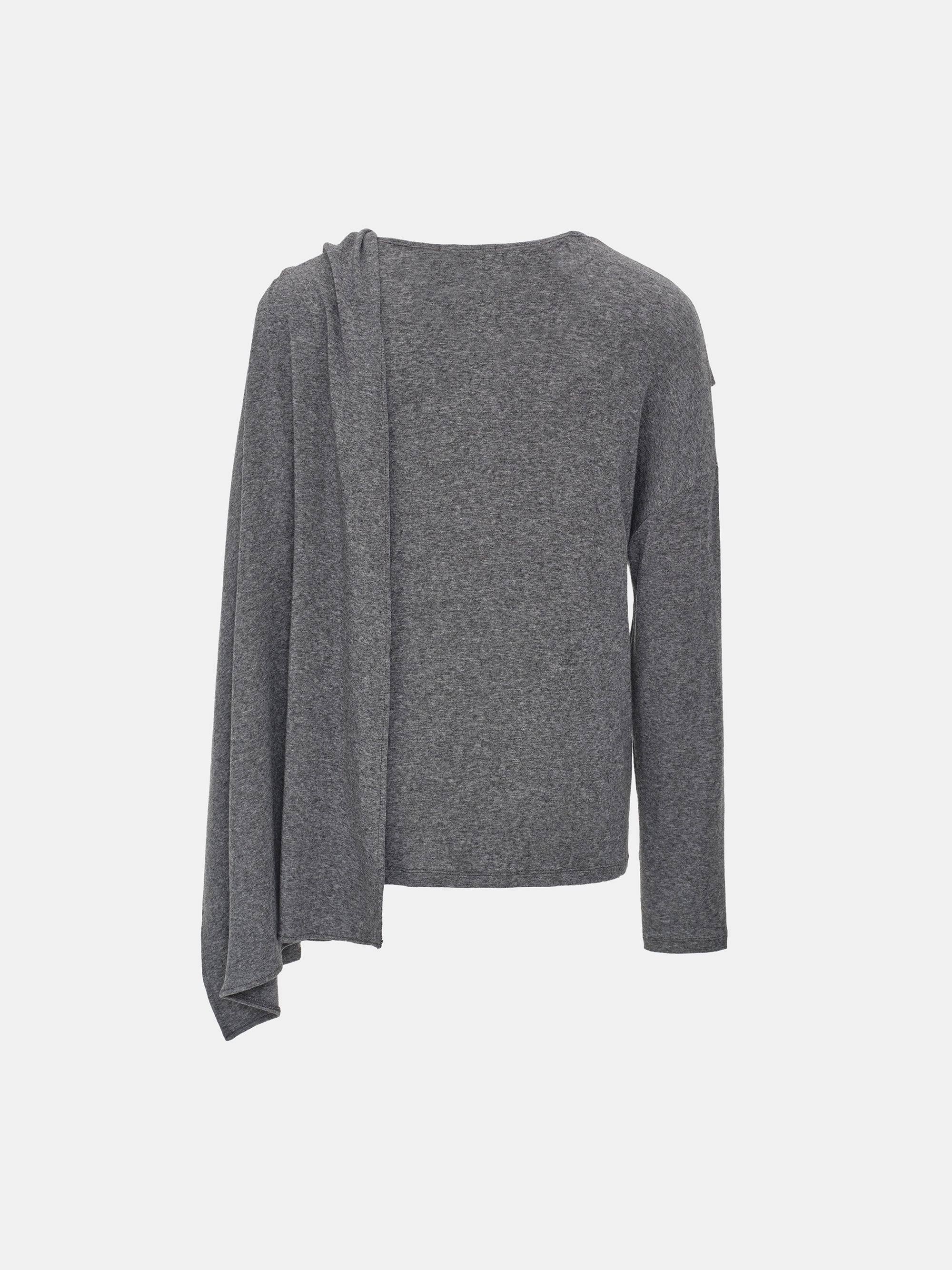 Integrated Scarf T-Shirt, Grey