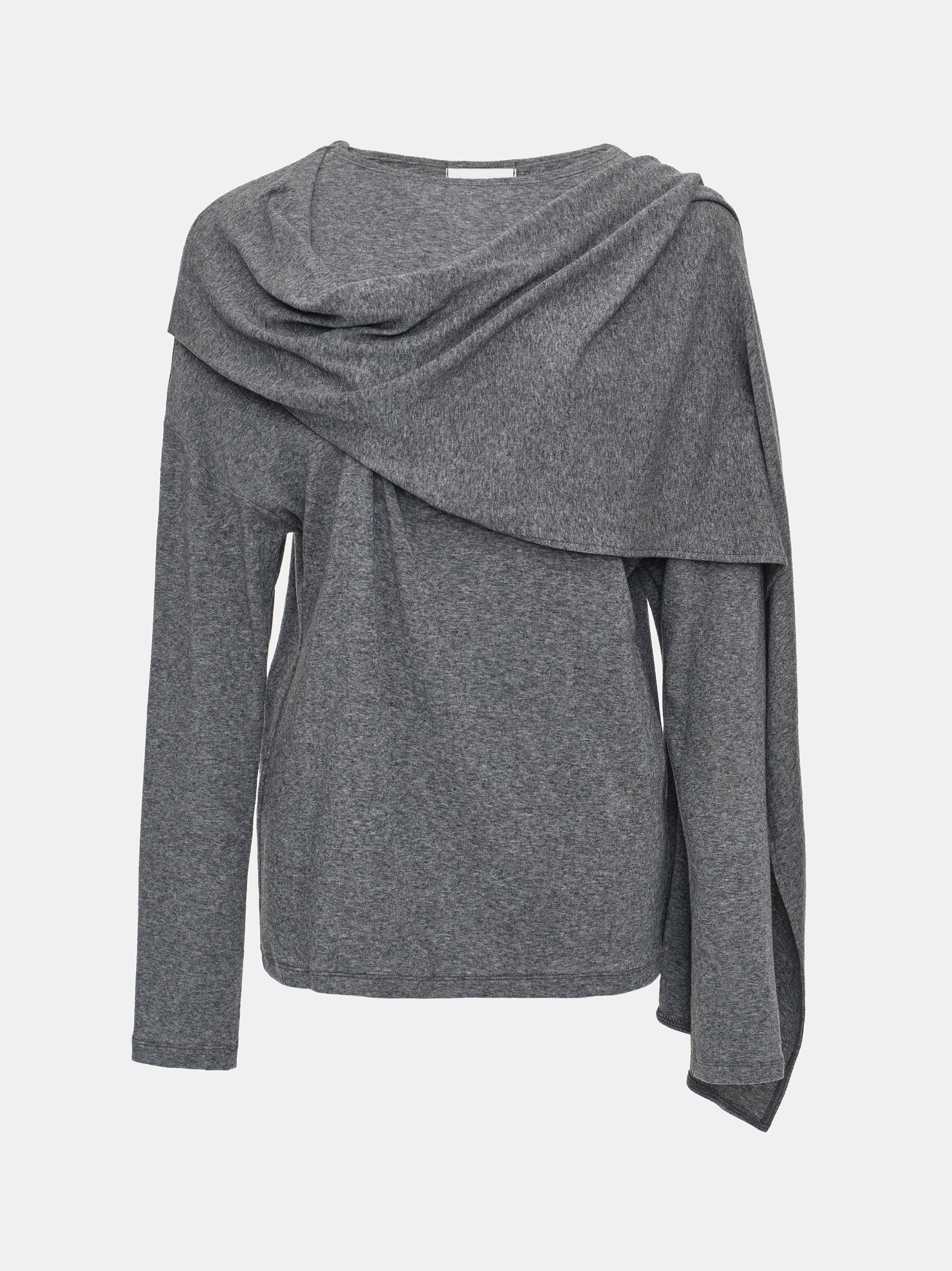 Integrated Scarf T-Shirt, Grey