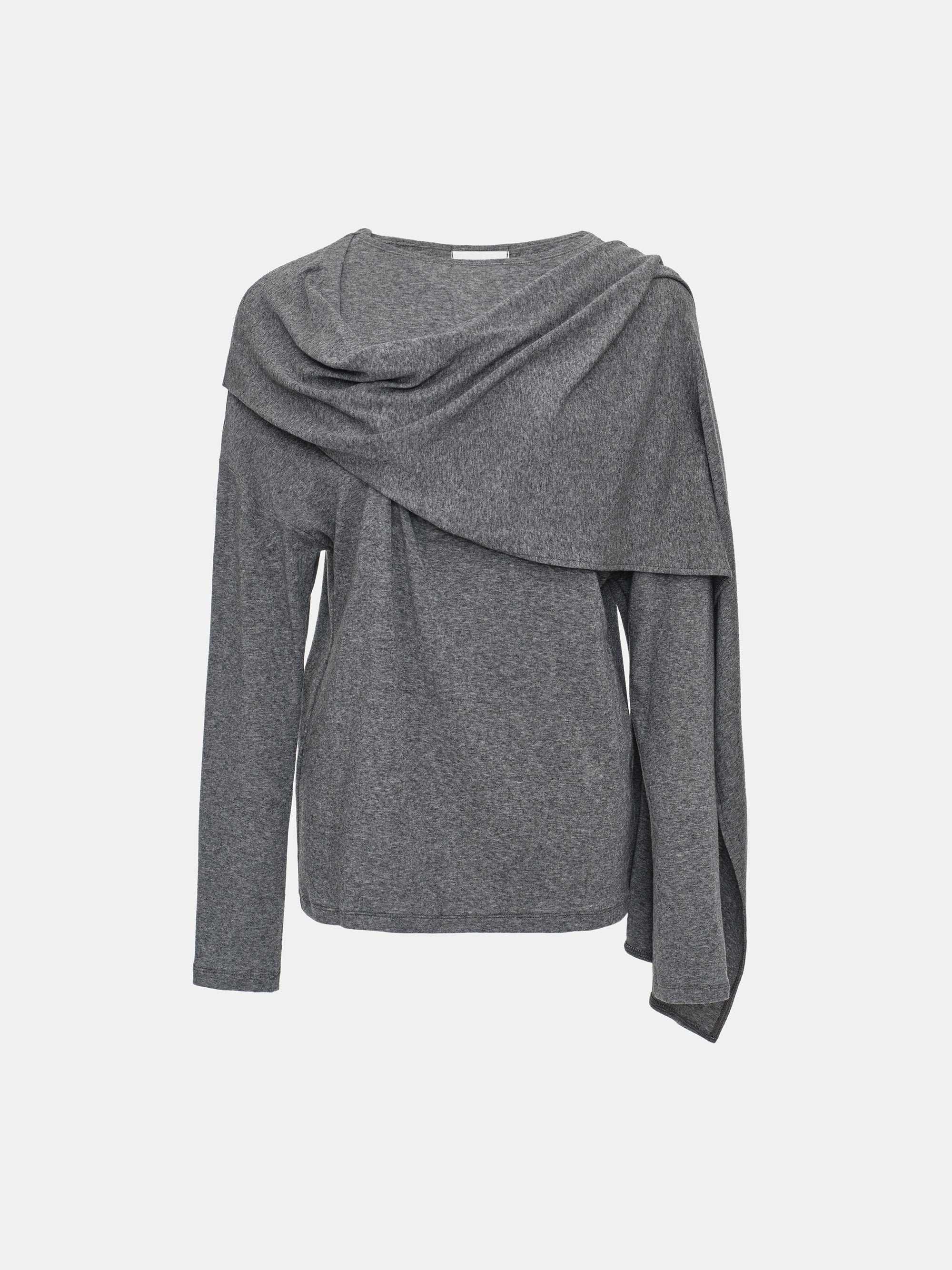 Integrated Scarf T-Shirt, Grey