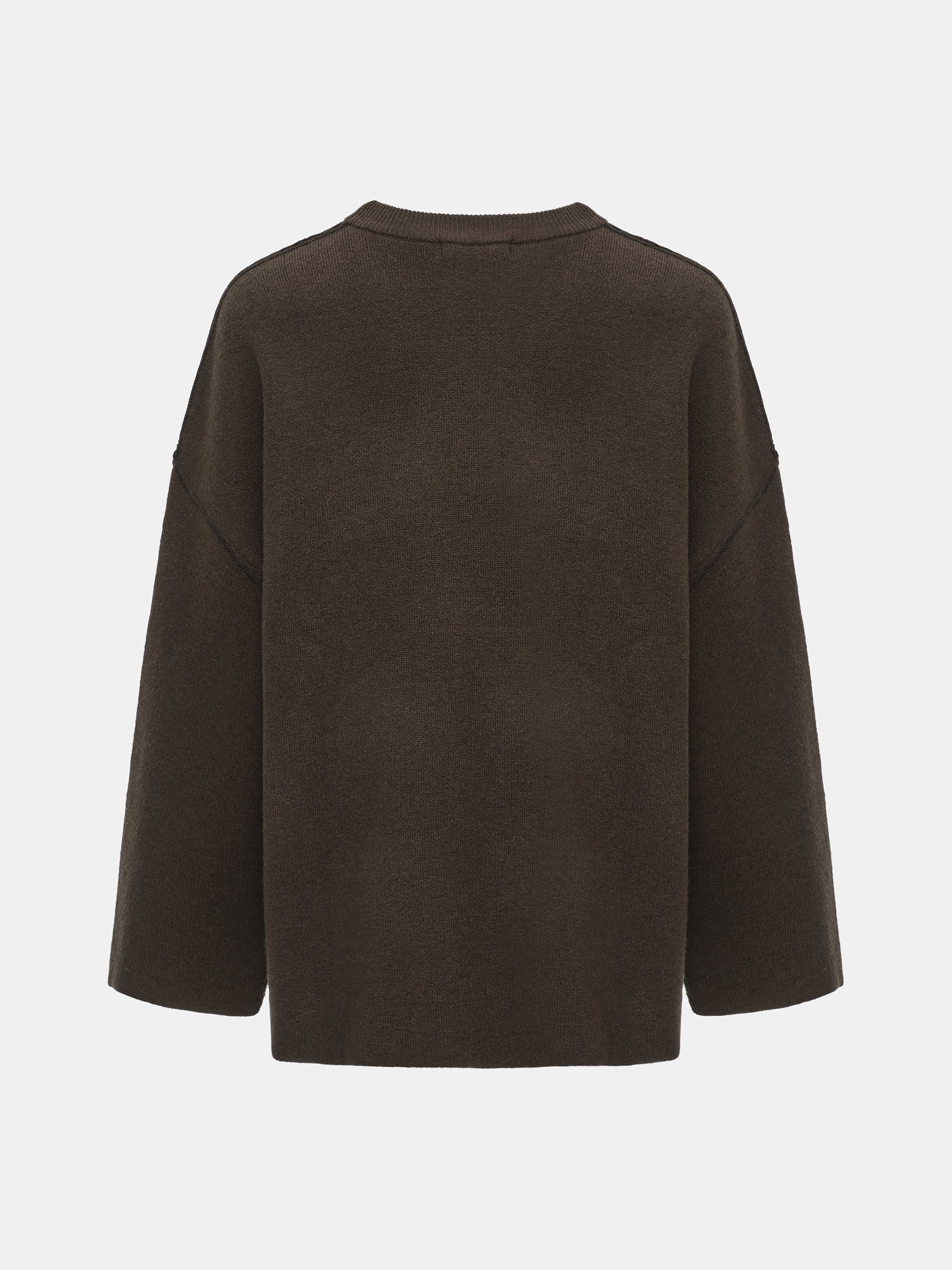Brushed Wool-Blend Jumper, Brown