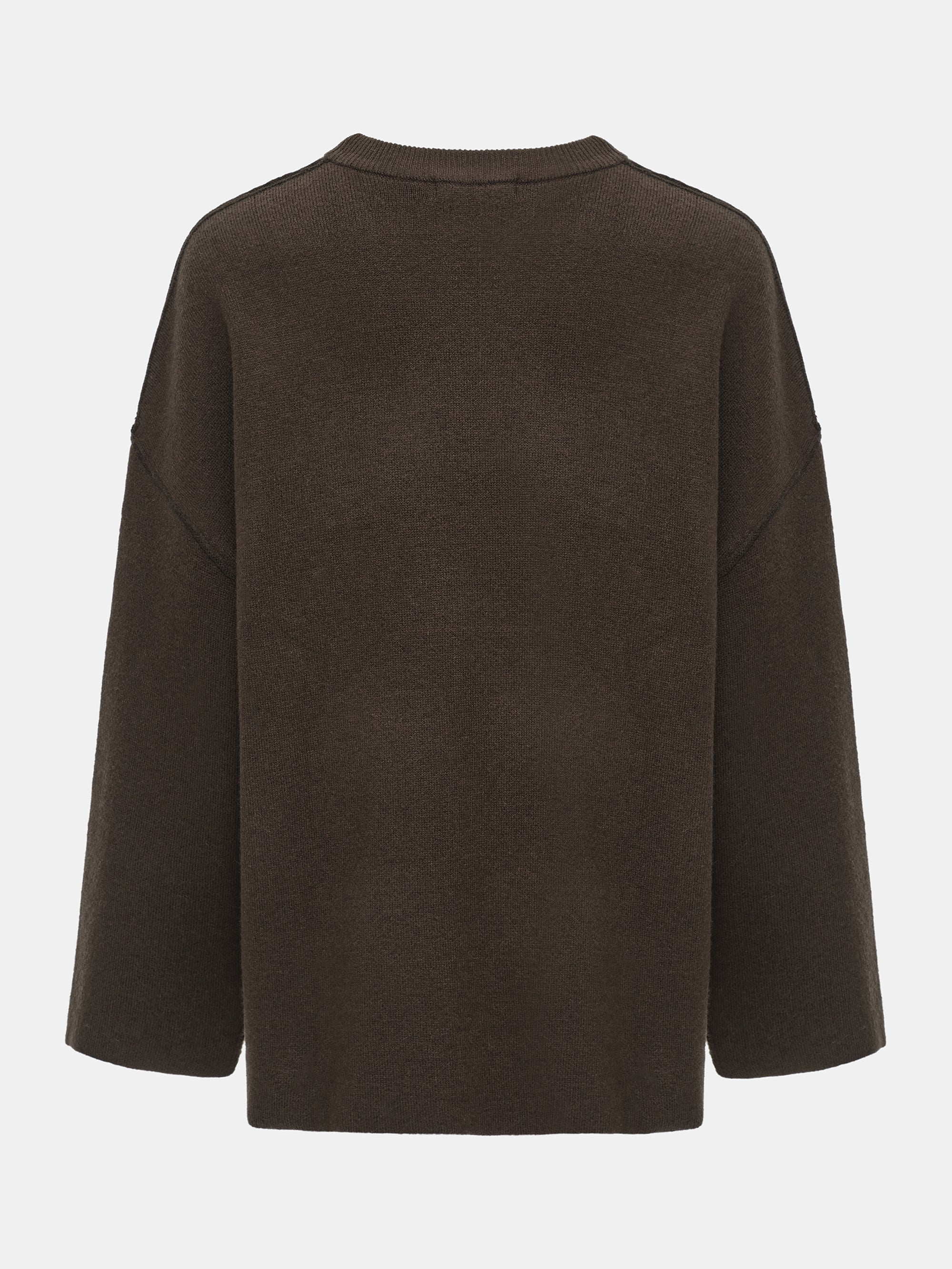 Brushed Wool-Blend Jumper, Brown