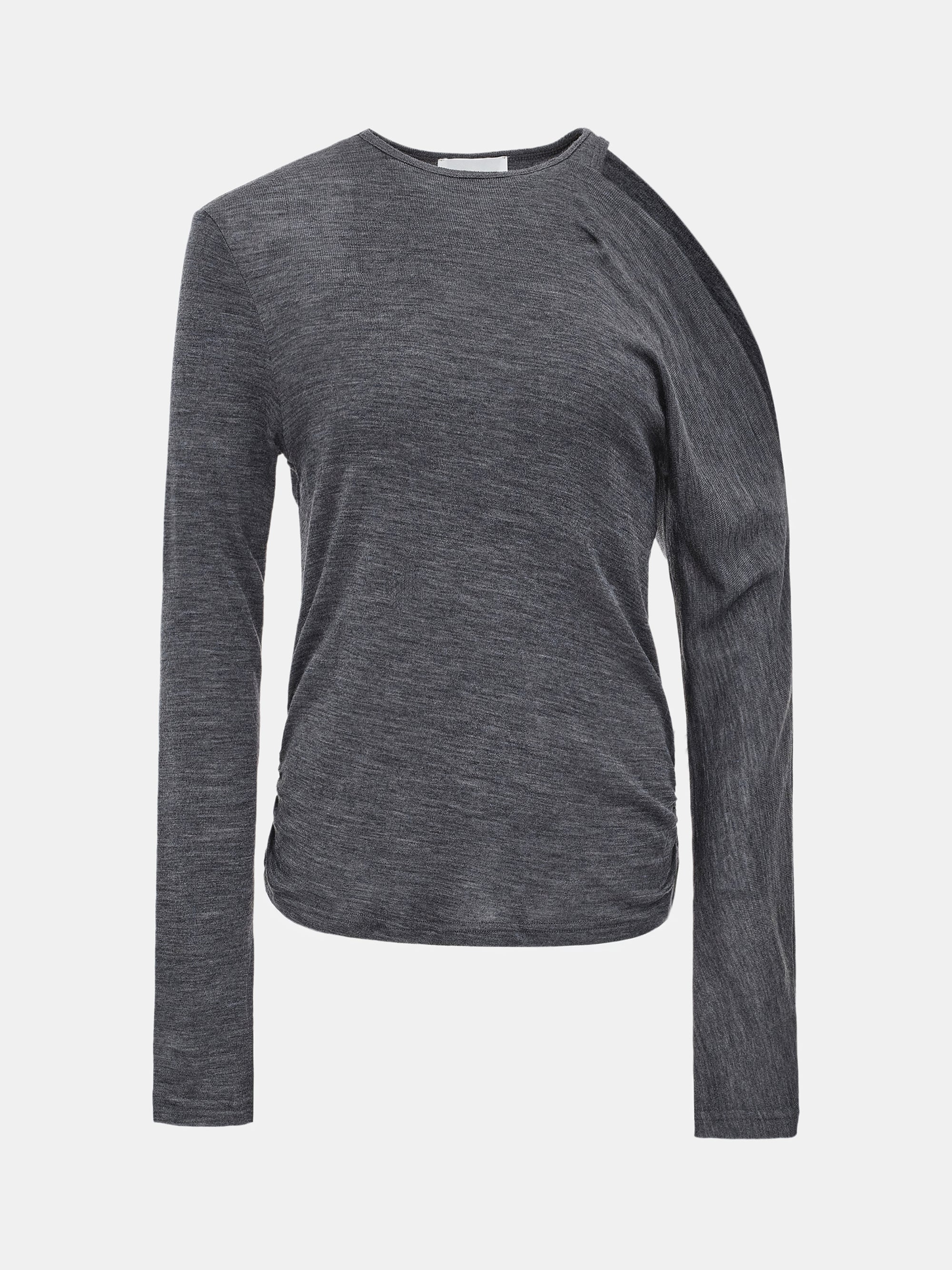 Double Layered Semi-Sheer Top, Charcoal