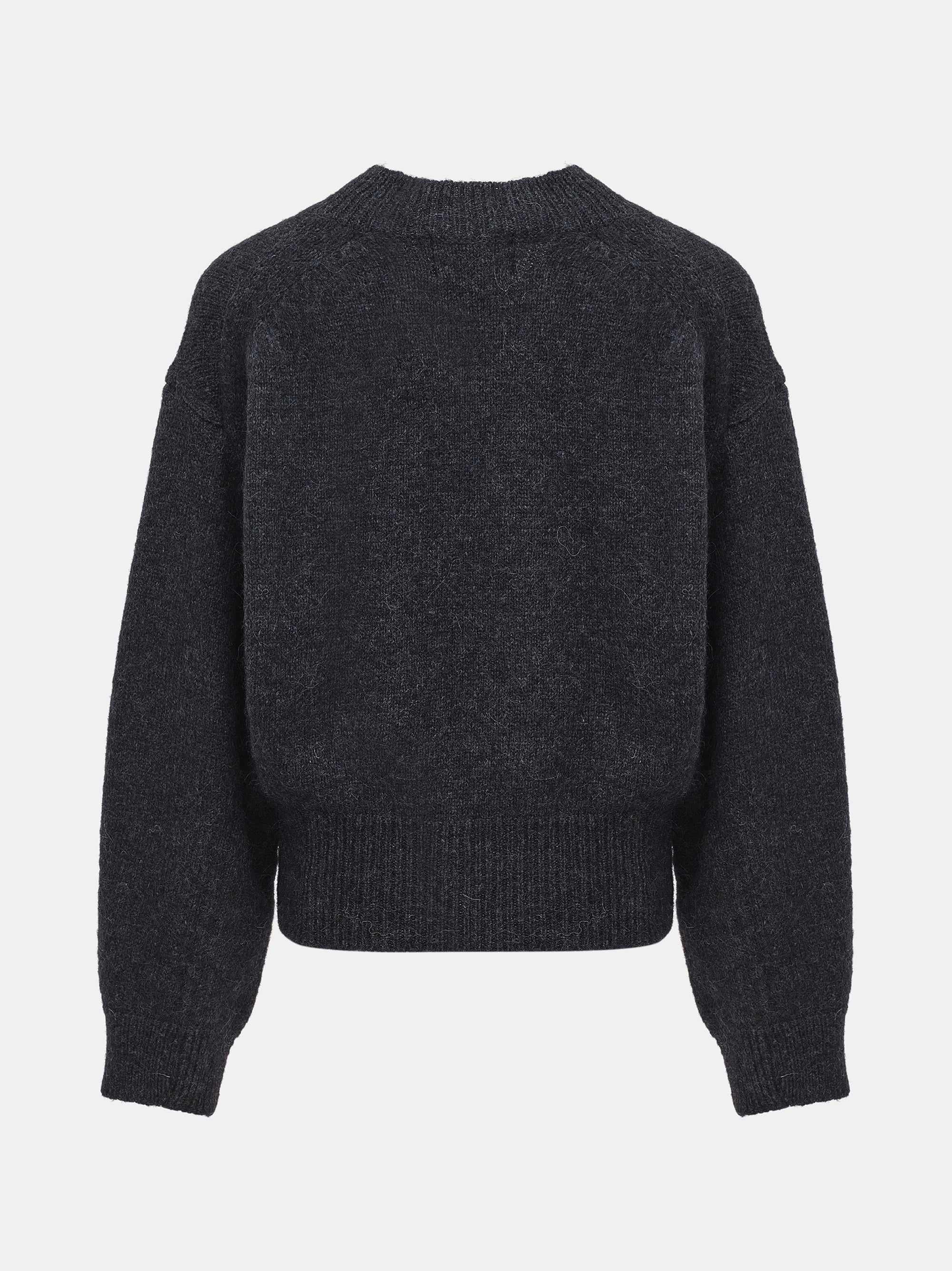 Relaxed Wool-Blend Sweater, Charcoal