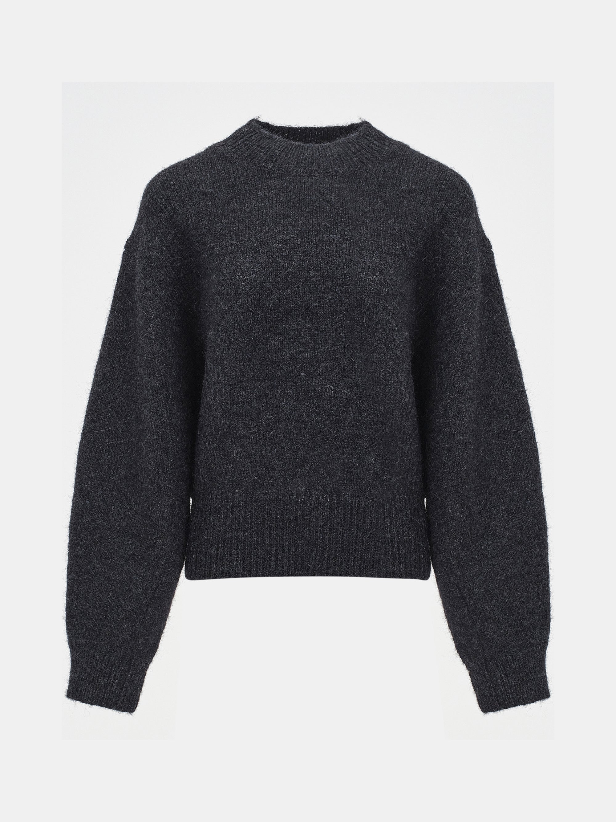 Relaxed Wool-Blend Sweater, Charcoal