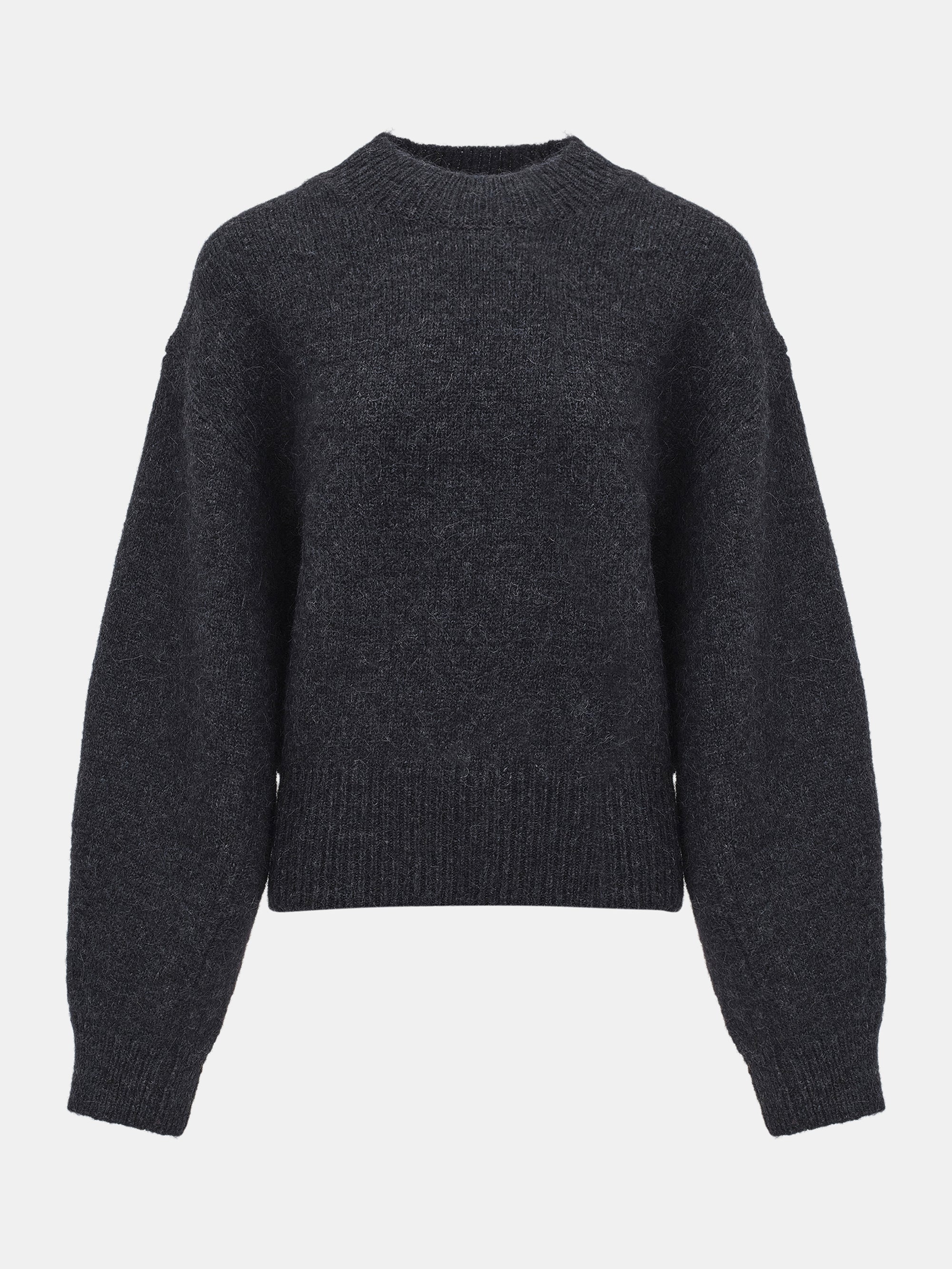 Relaxed Wool-Blend Sweater, Charcoal