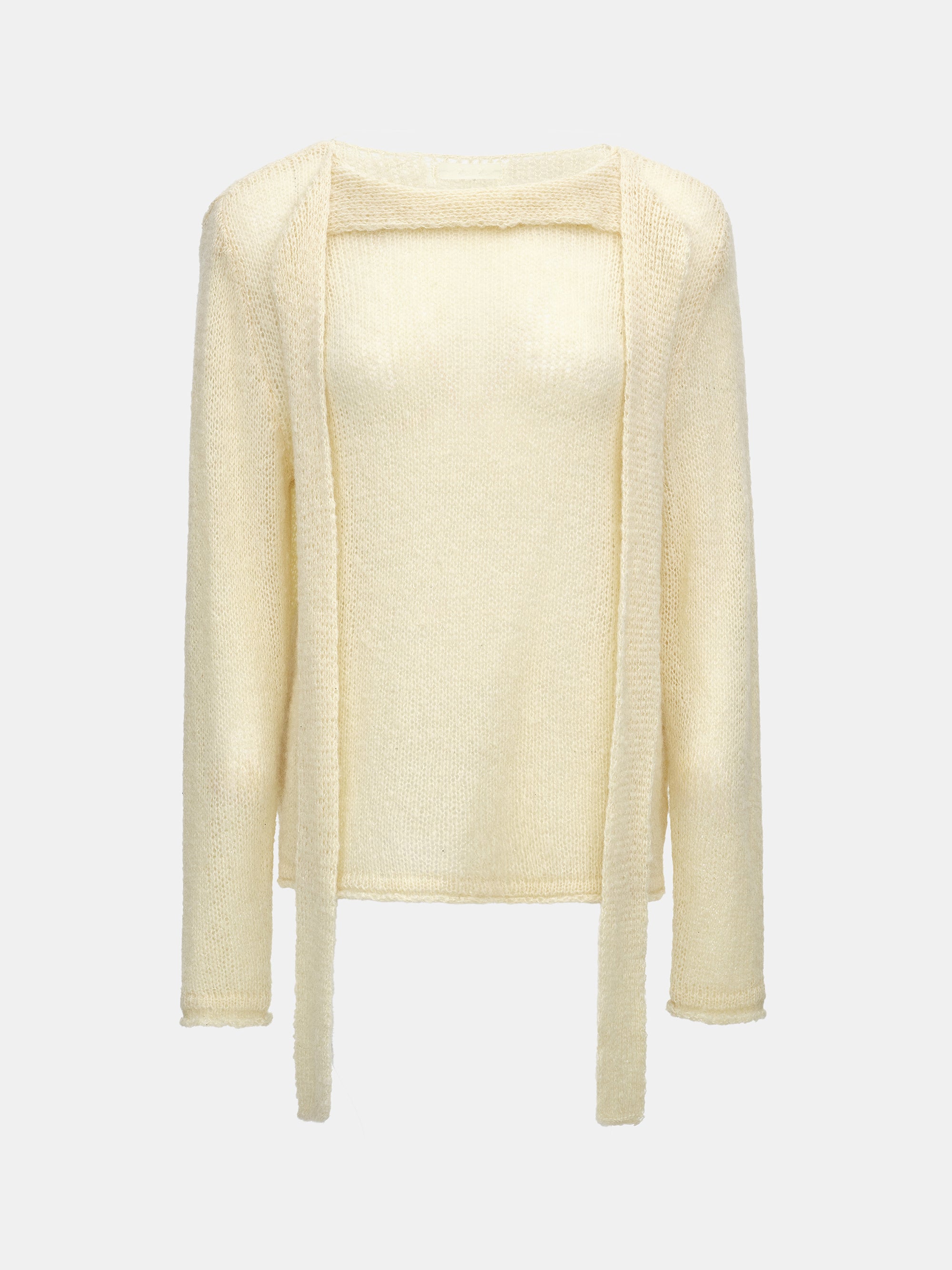 Scarf Collar Sweater, Beige