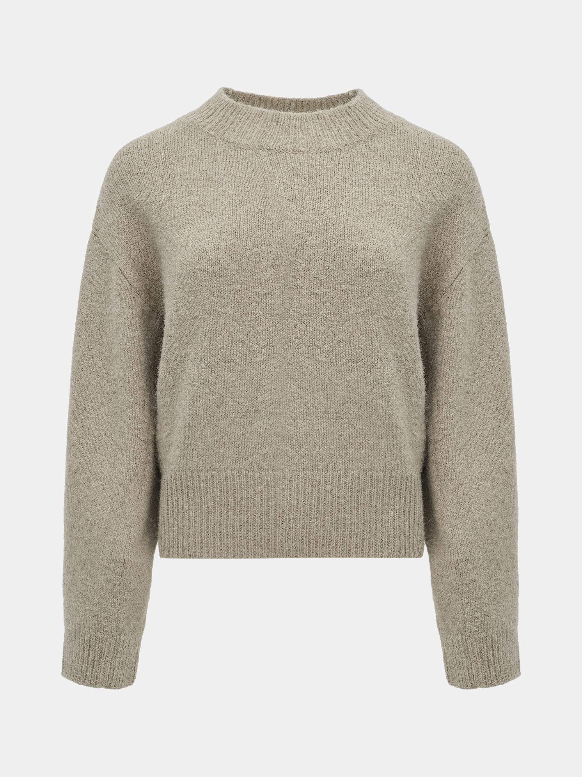 Relaxed Wool-Blend Sweater, Beige