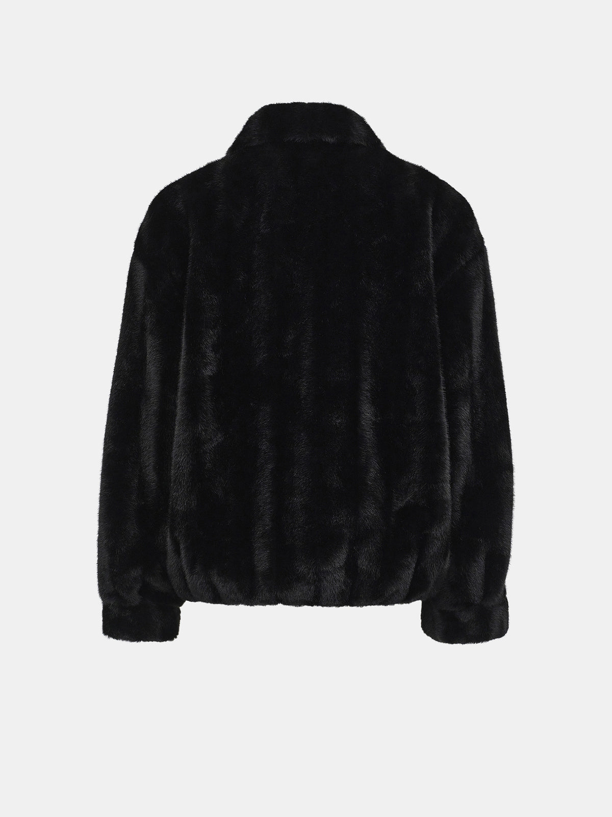 Tate Faux-Fur Zip Bomber Jacket, Black