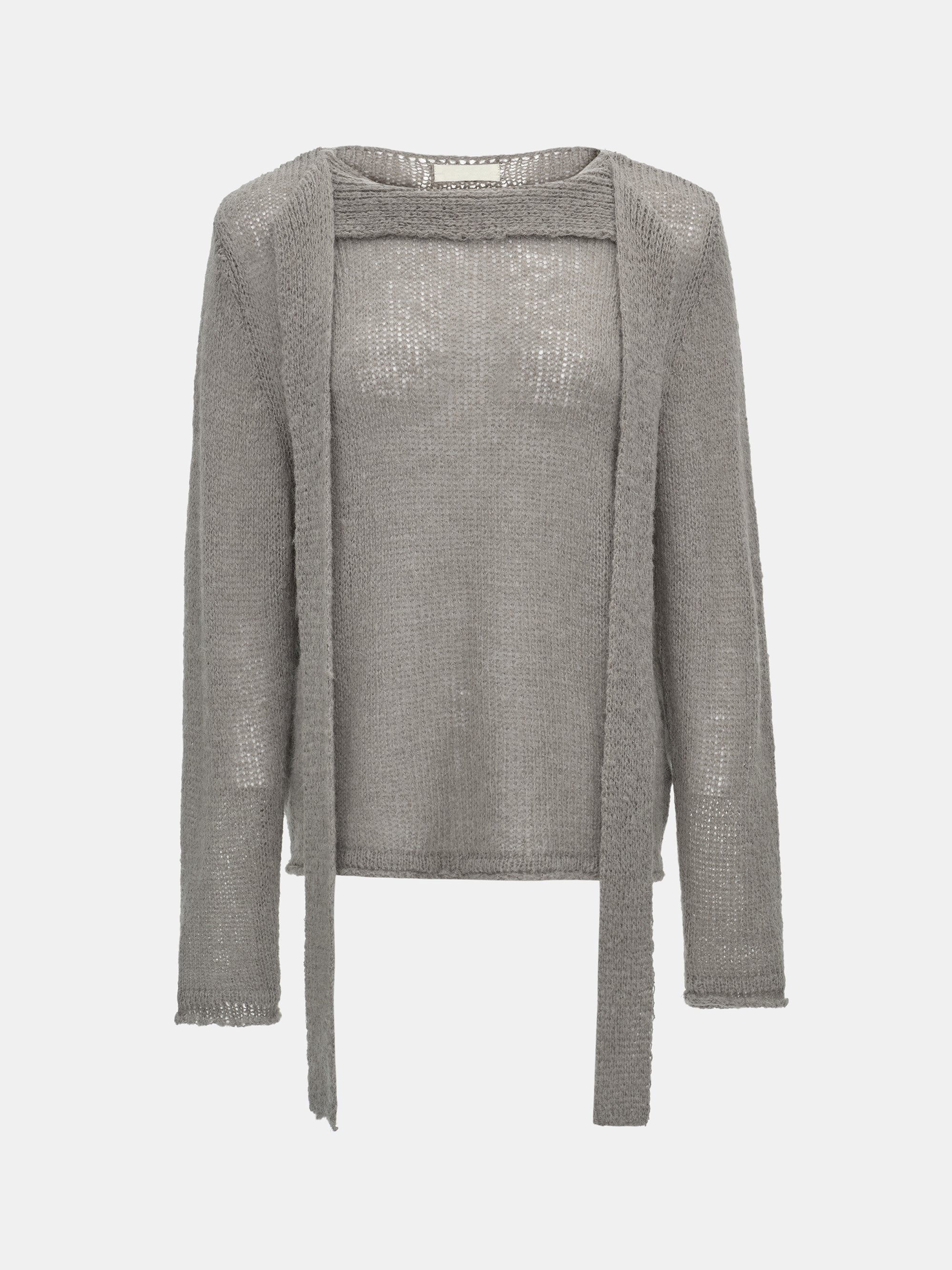 Scarf Collar Sweater, Grey