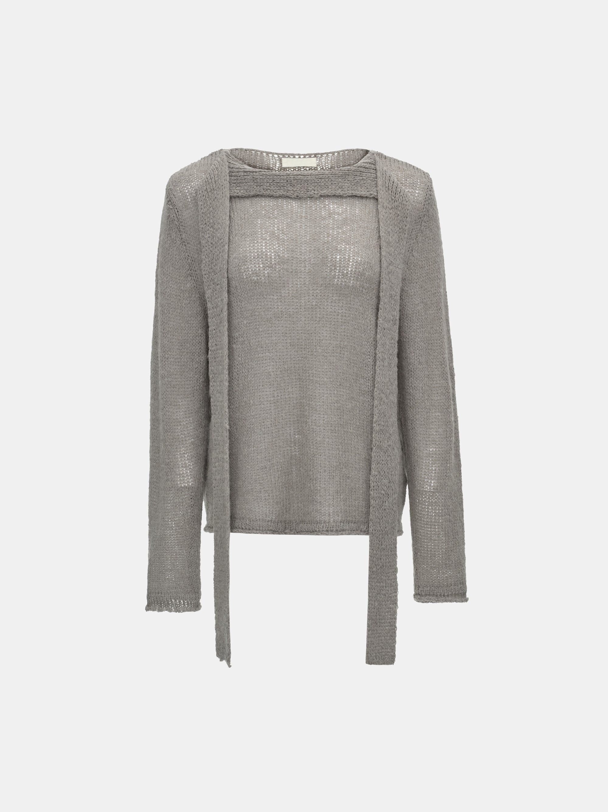 Scarf Collar Sweater, Grey