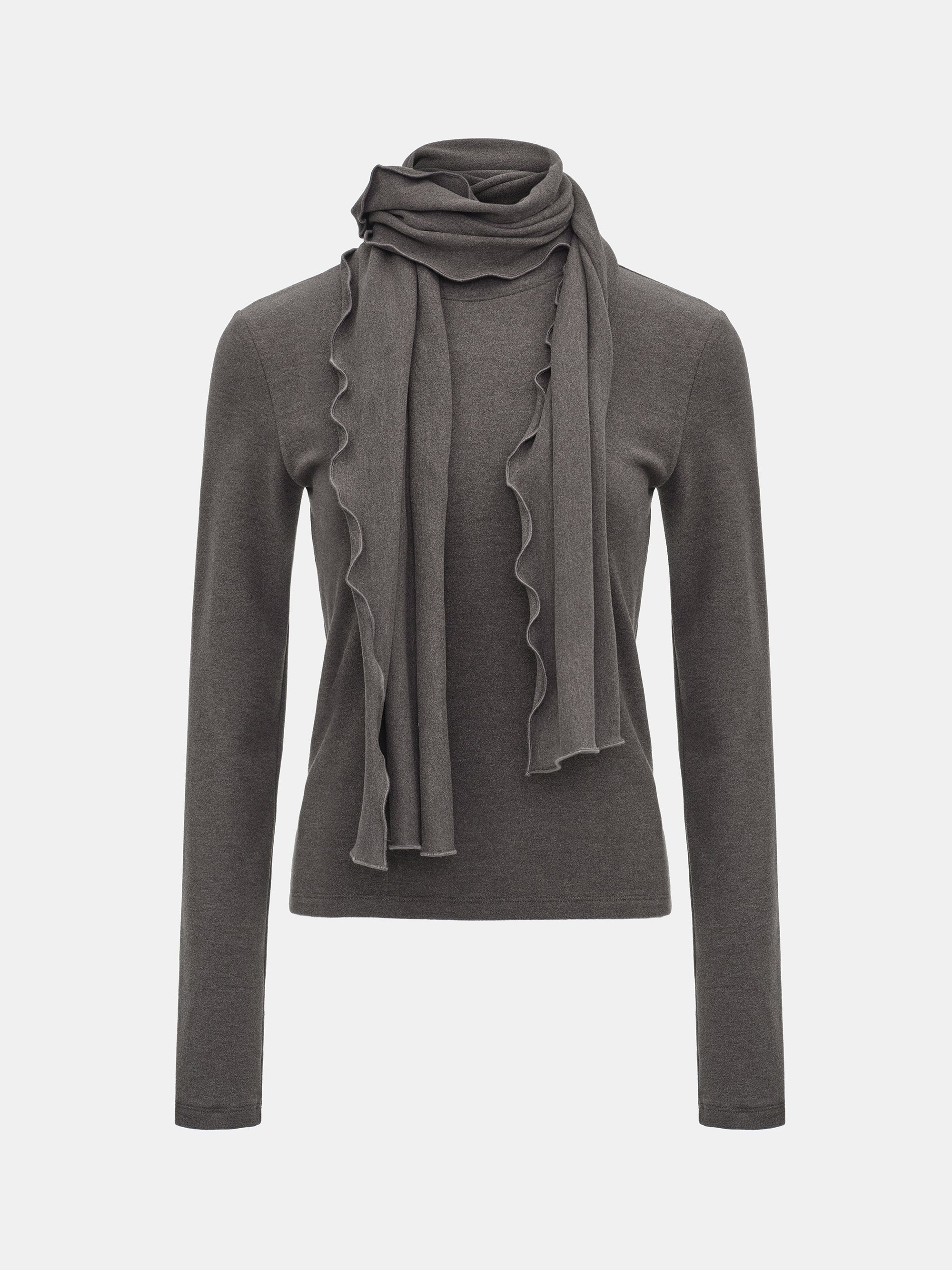 Peached Cotton Jersey T-Shirt, Charcoal