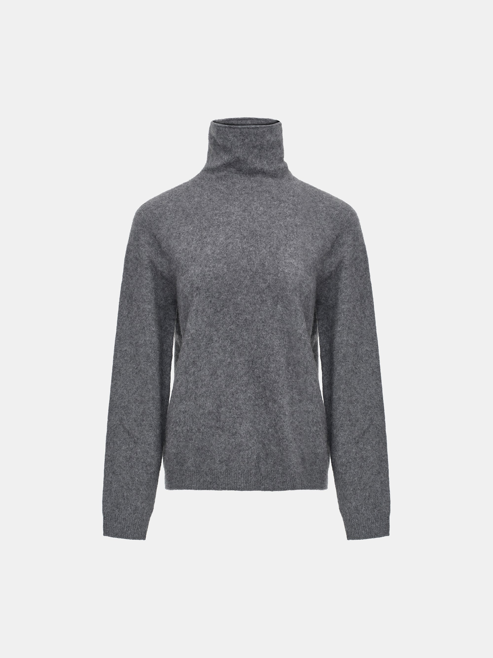 Wool Cashmere Turtleneck, Charcoal
