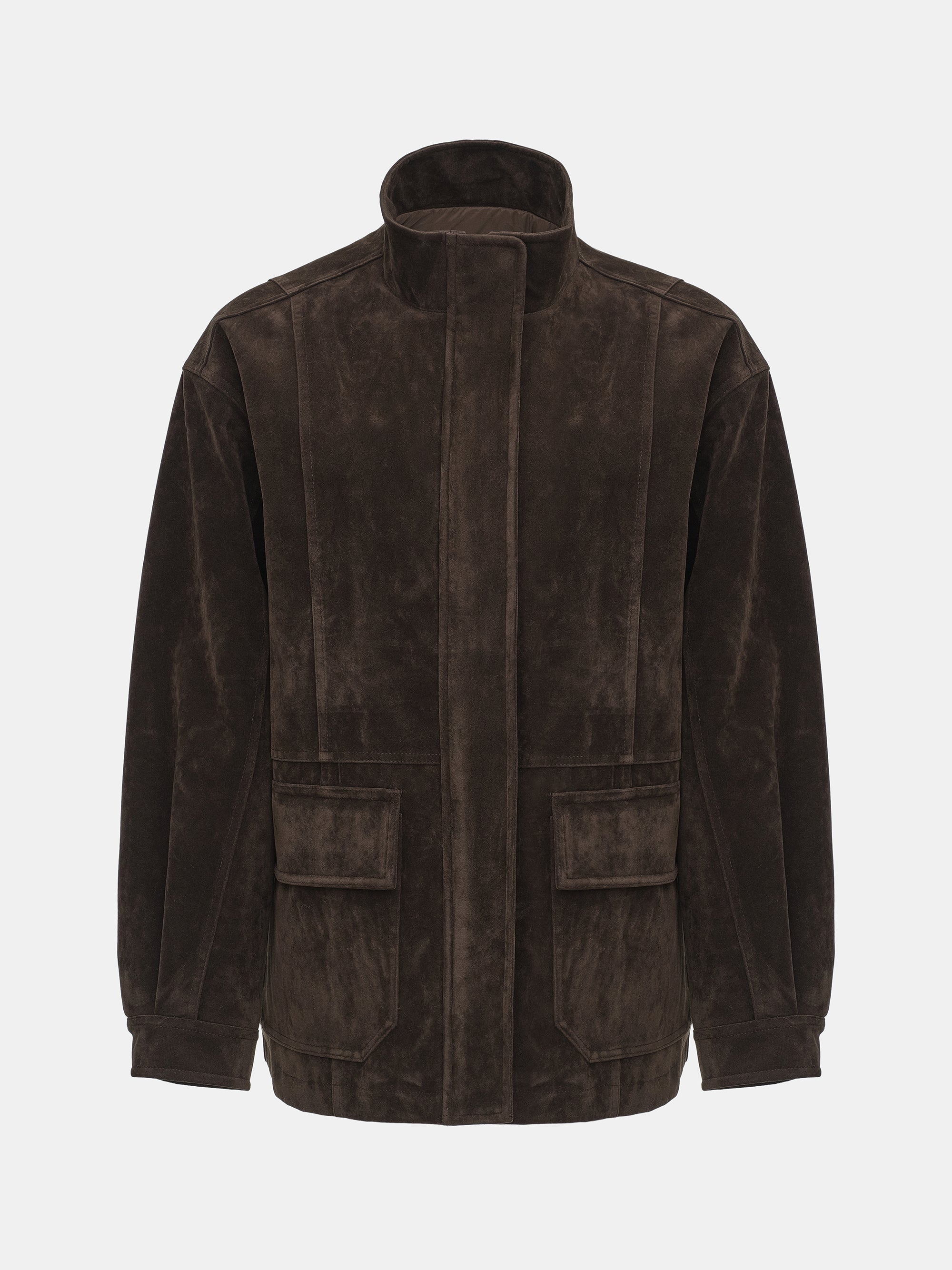 Faux Suede Padded Jacket, Brown