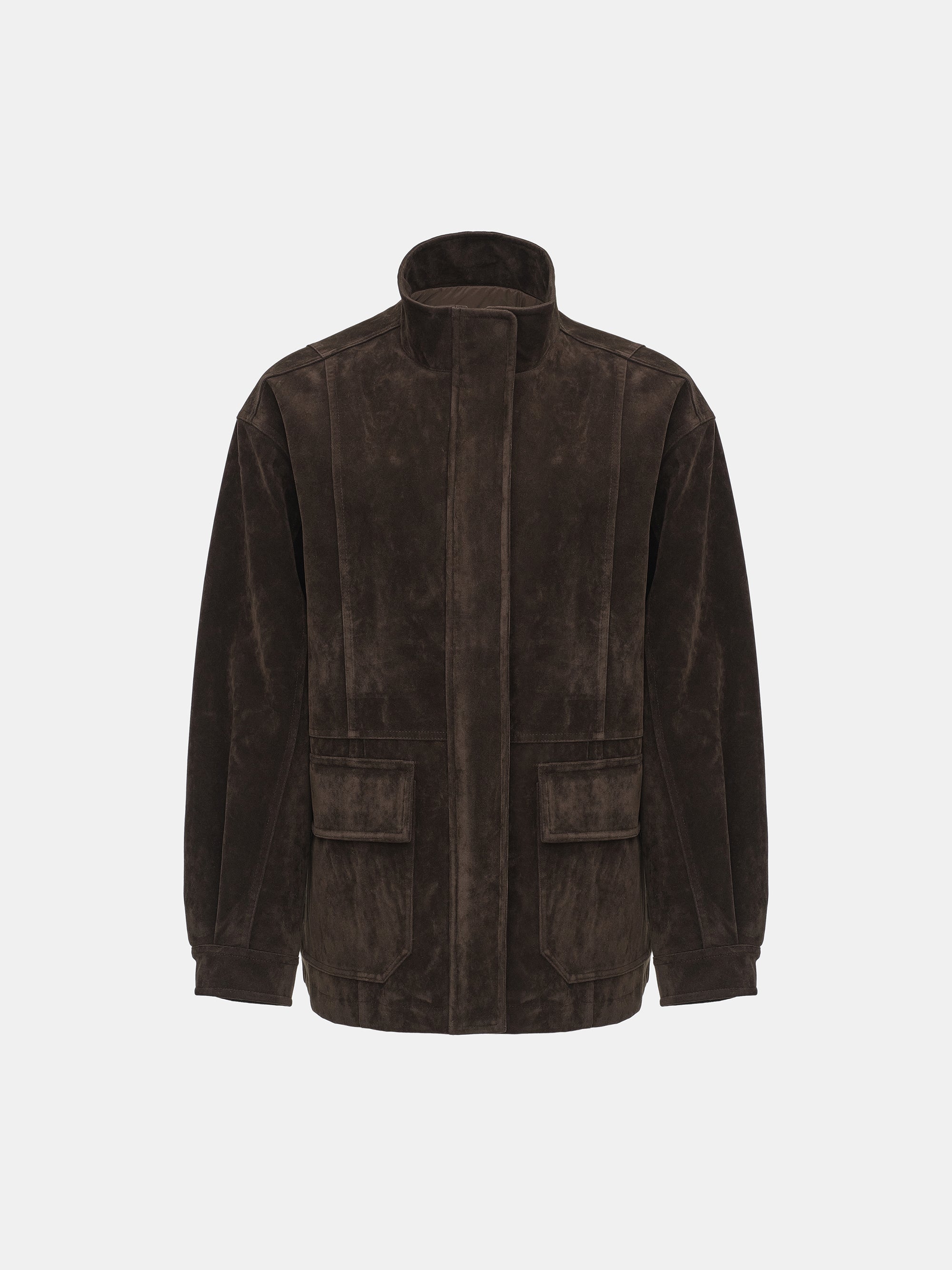 Faux Suede Padded Jacket, Brown