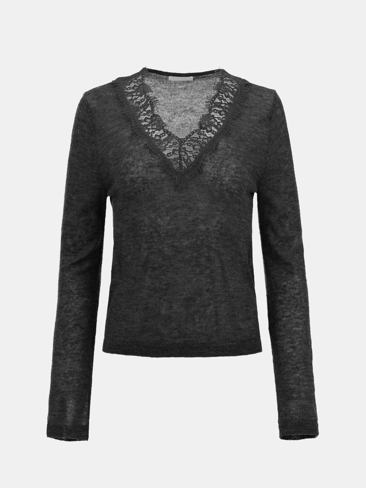 Katie Lace Knit Top, Charcoal
