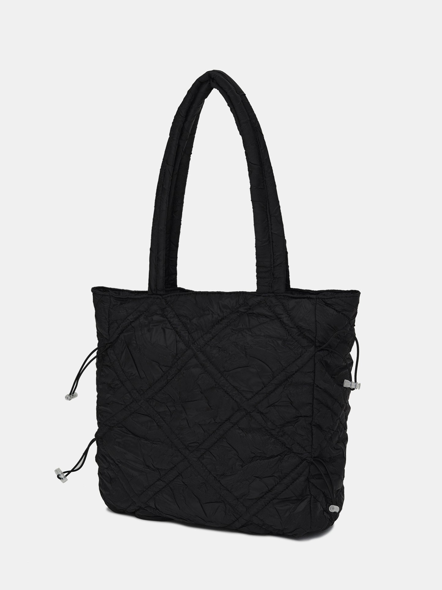 Quilted Pillow Tote Bag, Black