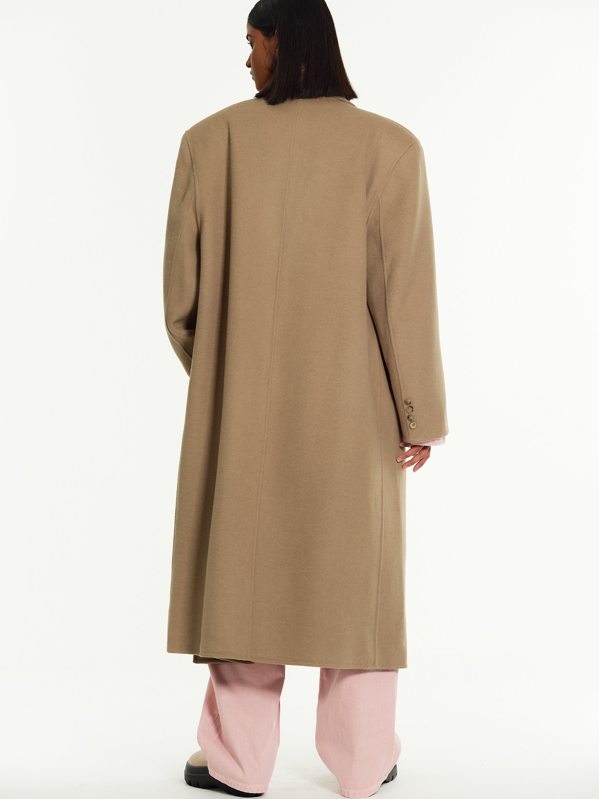 Zvika Padded Shoulder Maxi Coat Camel SourceUnknown