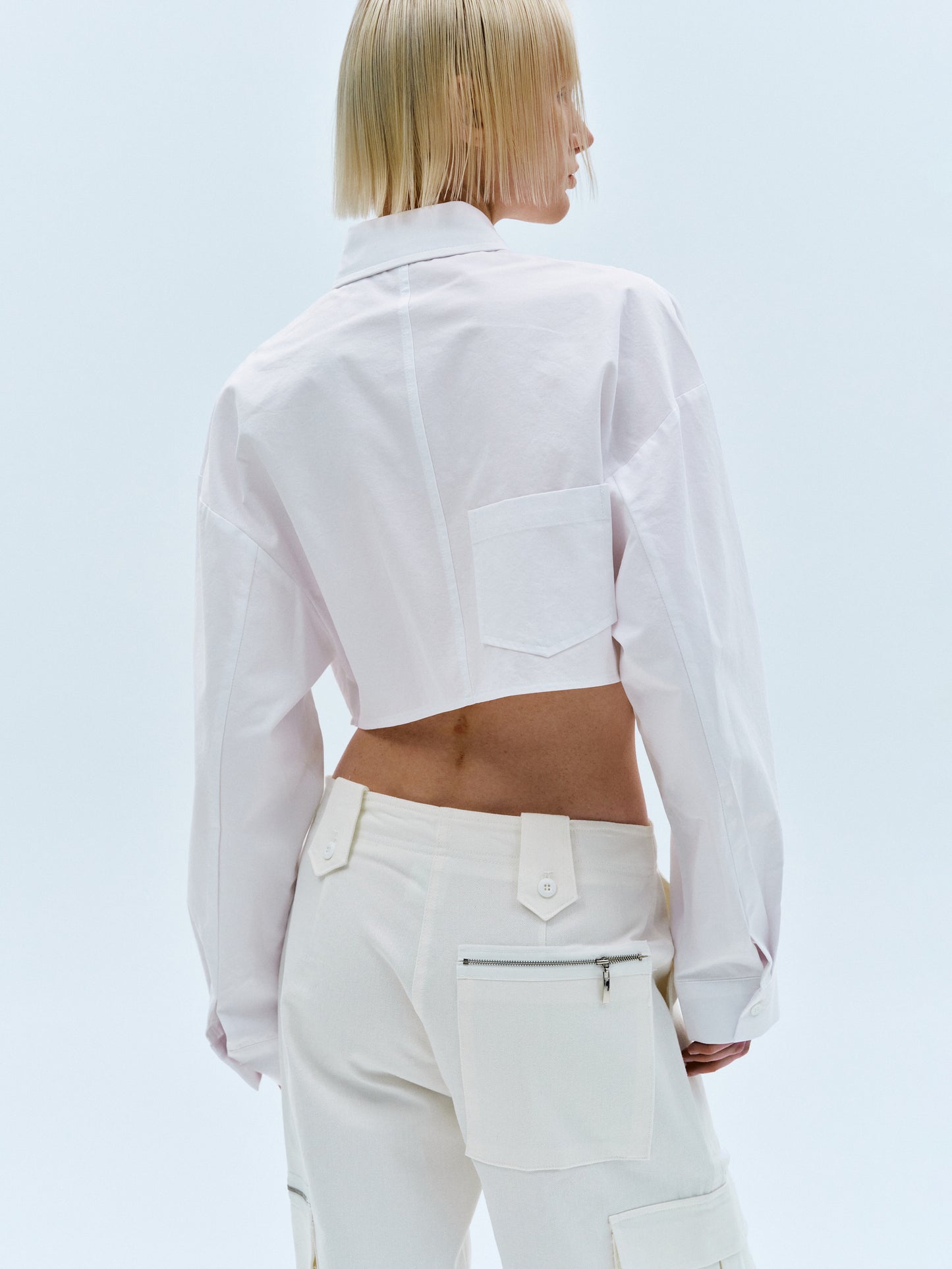 CROP POCKET SHIRT - White